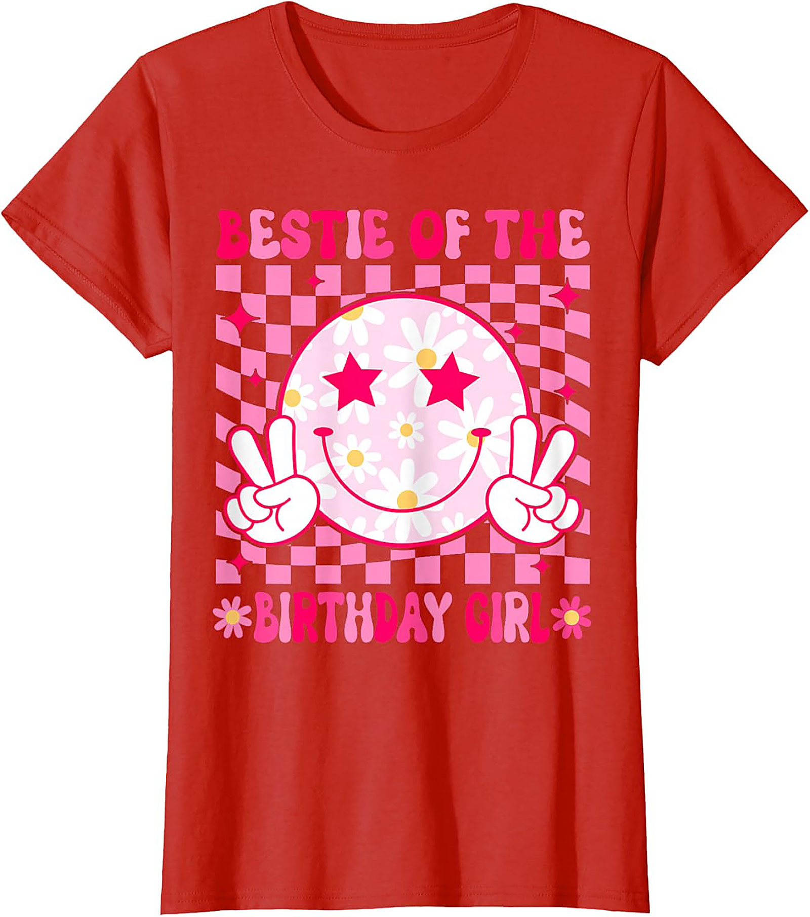 Bestie Birthday Girl T-shirt | Groovy Pink Funny Graphic Tee