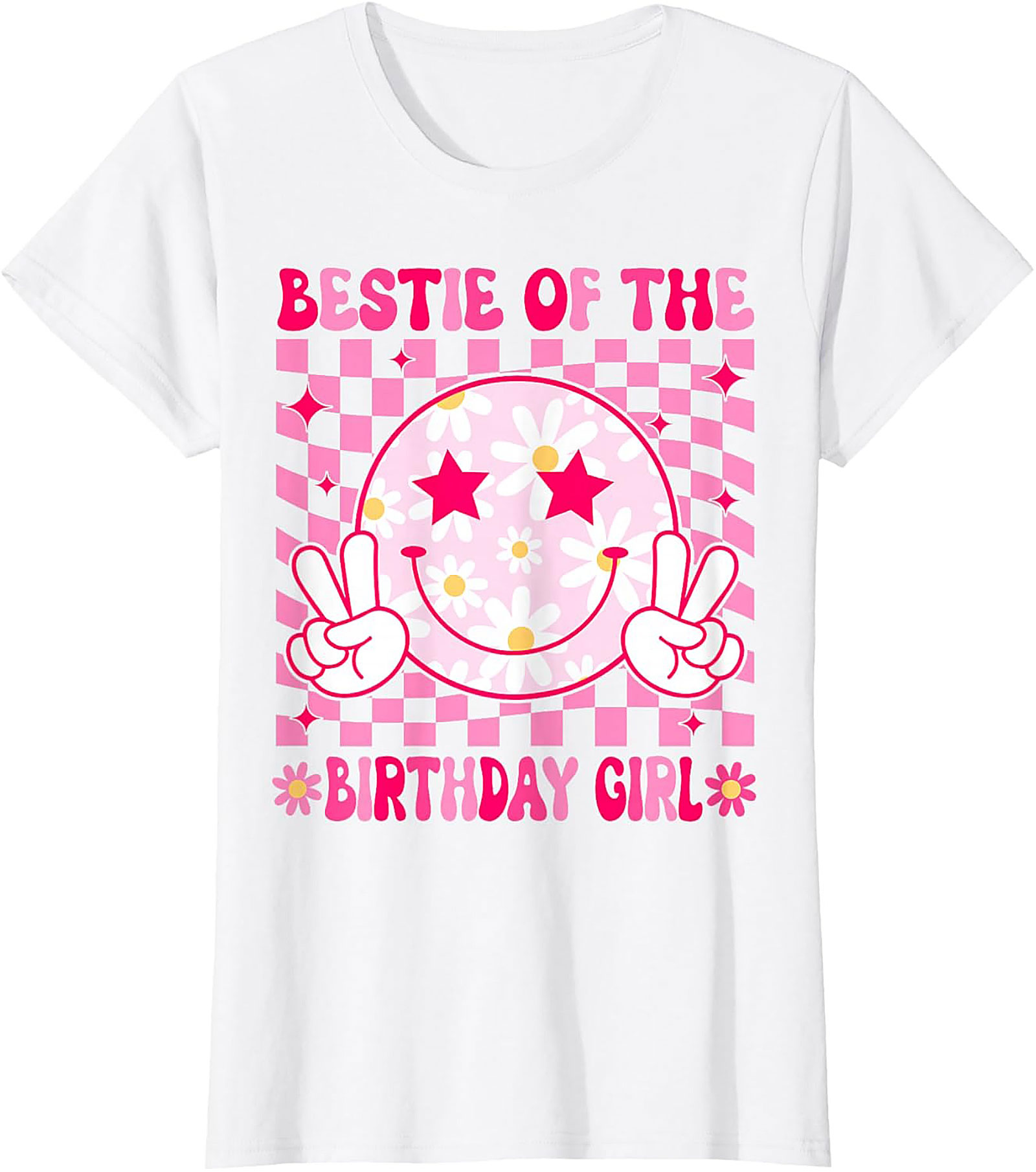Bestie Birthday Girl T-shirt | Groovy Pink Funny Graphic Tee