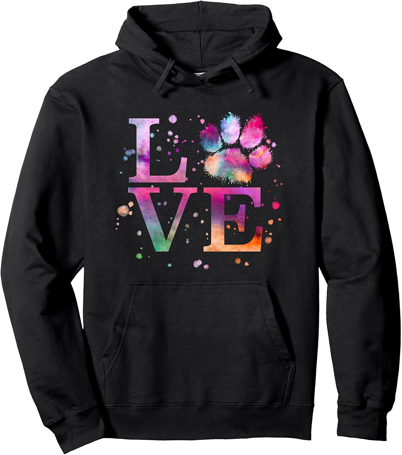 Watercolor Dog Lover Pullover Hoodie Vibrant Paw Print