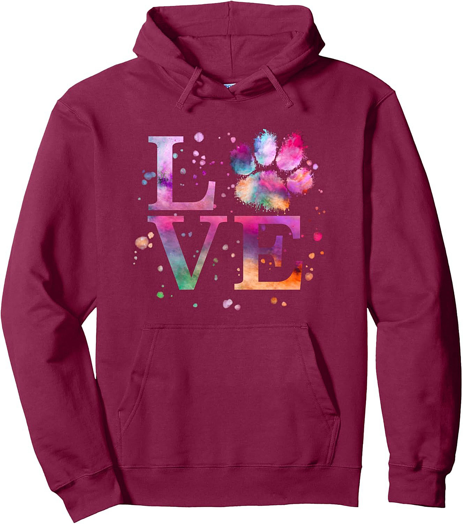 Watercolor Dog Lover Pullover Hoodie Vibrant Paw Print