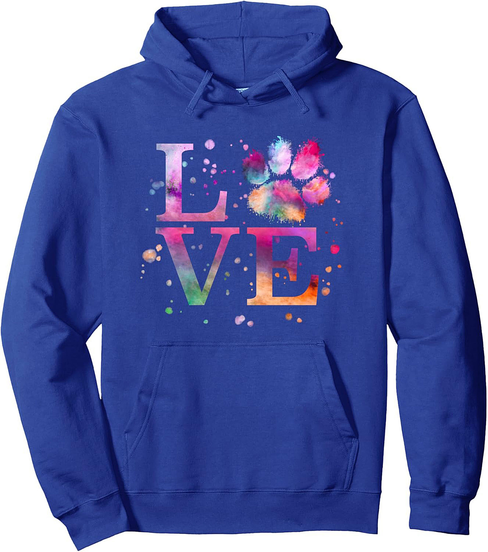 Watercolor Dog Lover Pullover Hoodie Vibrant Paw Print