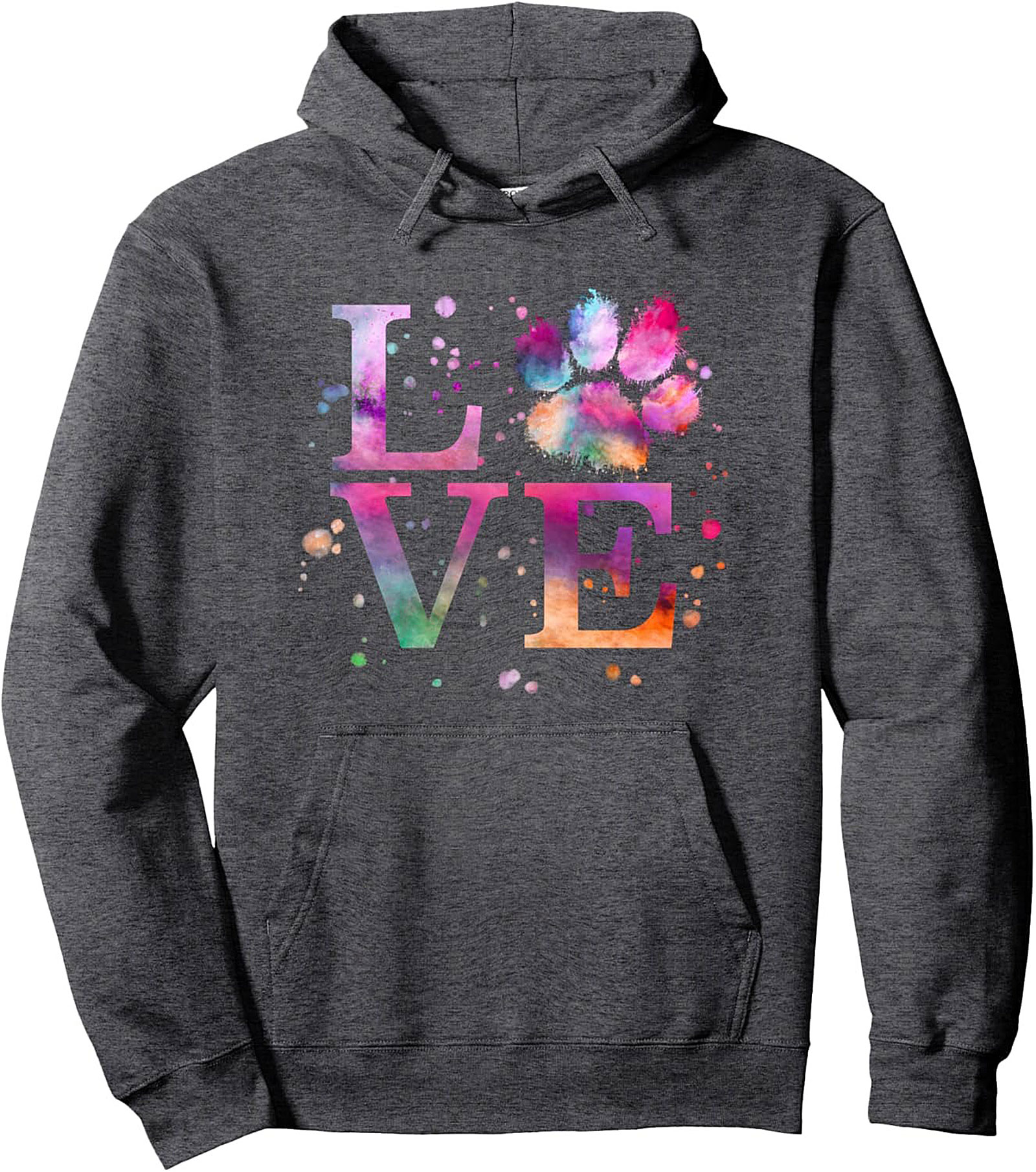 Watercolor Dog Lover Pullover Hoodie Vibrant Paw Print