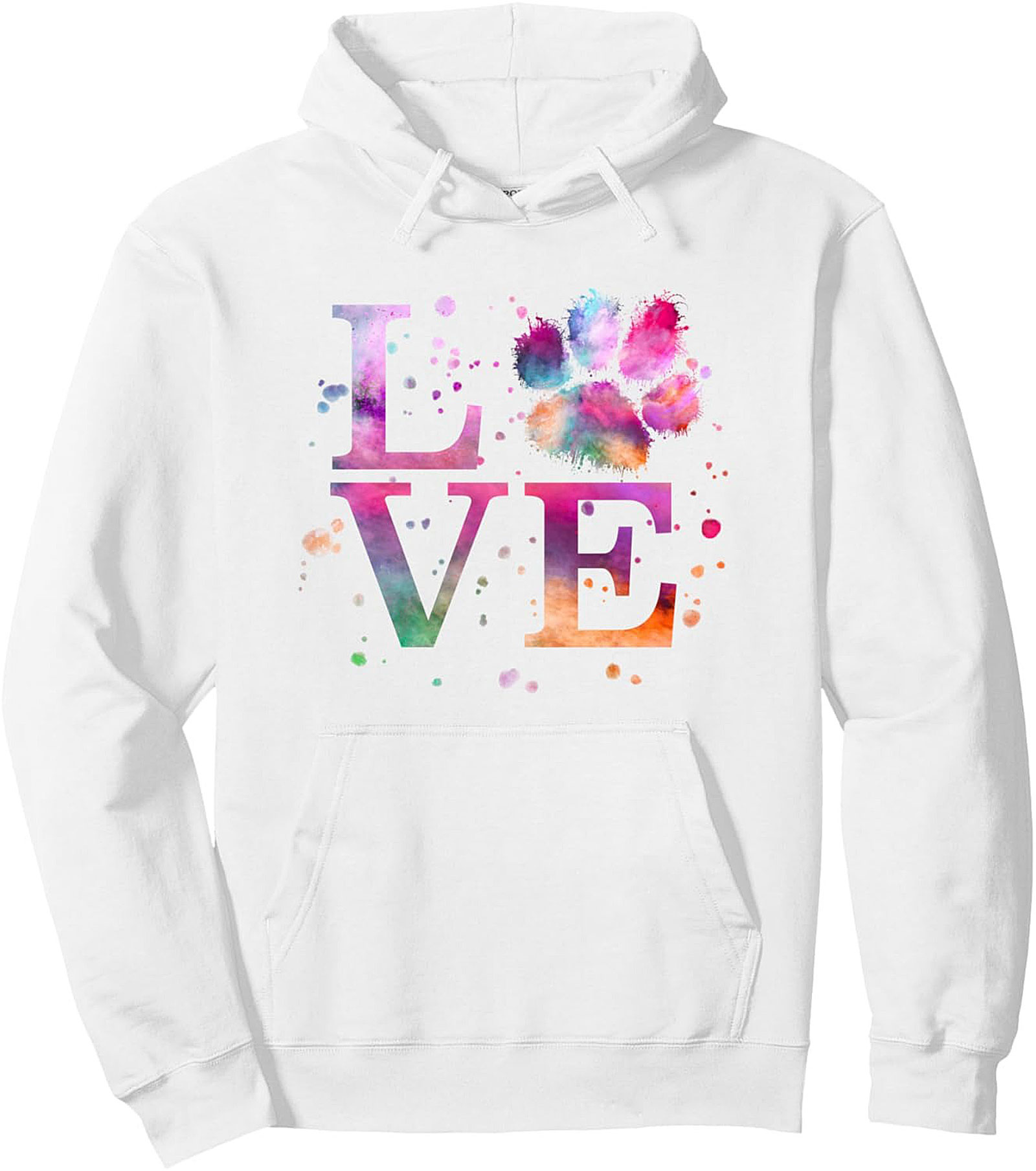 Watercolor Dog Lover Pullover Hoodie Vibrant Paw Print
