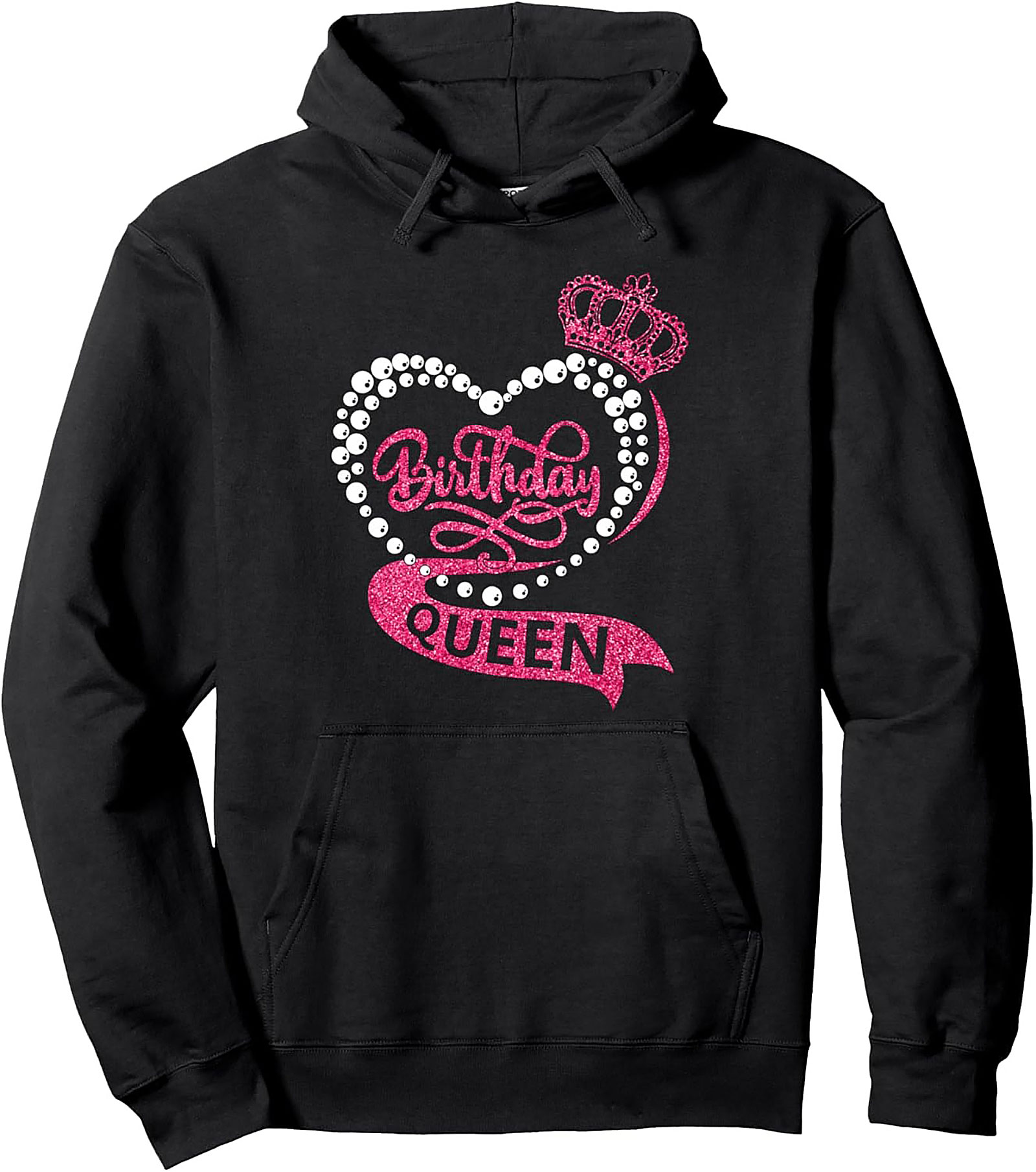 Birthday Queen Pullover Hoodie | Pink Glitter Crown