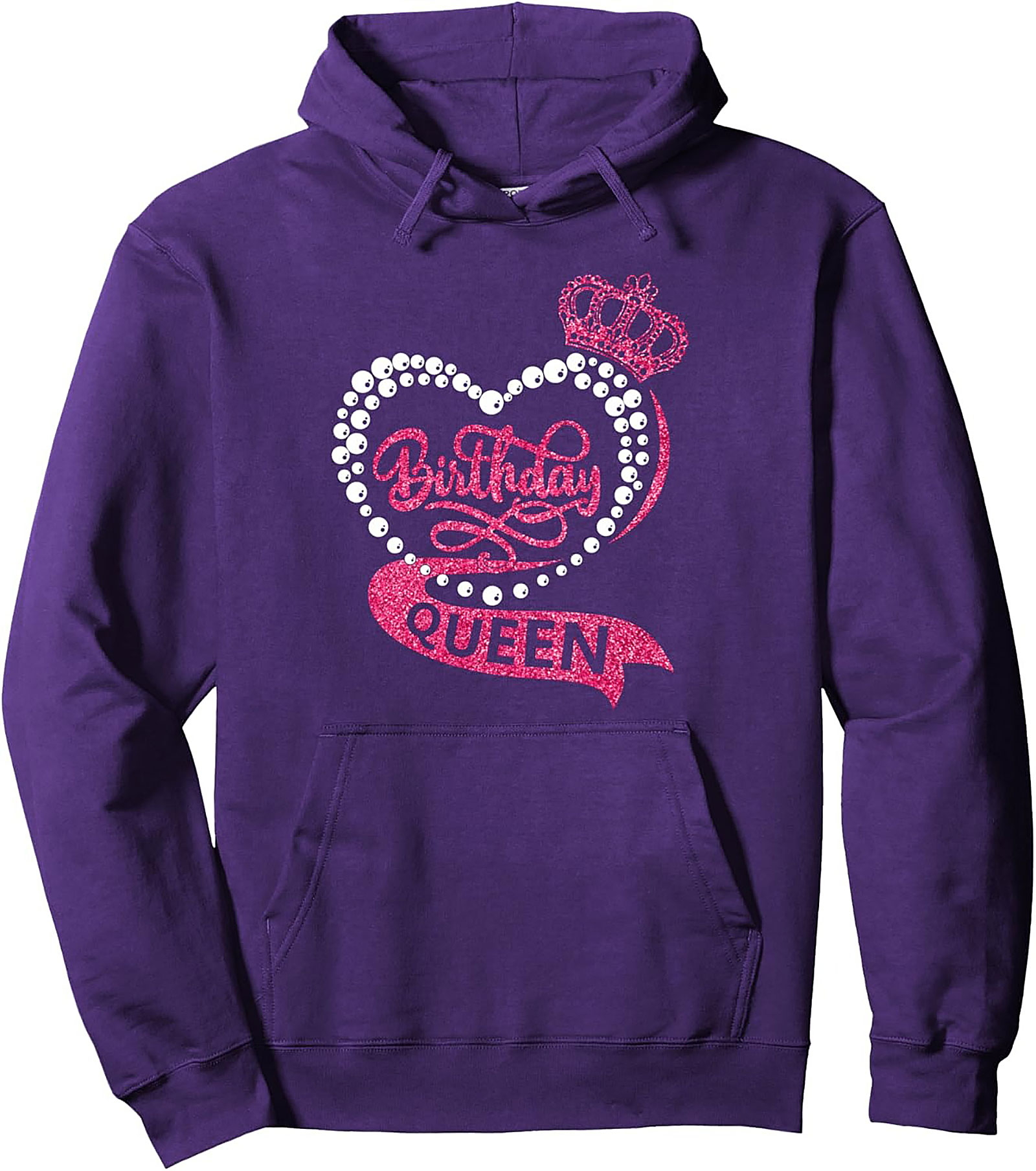 Birthday Queen Pullover Hoodie | Pink Glitter Crown