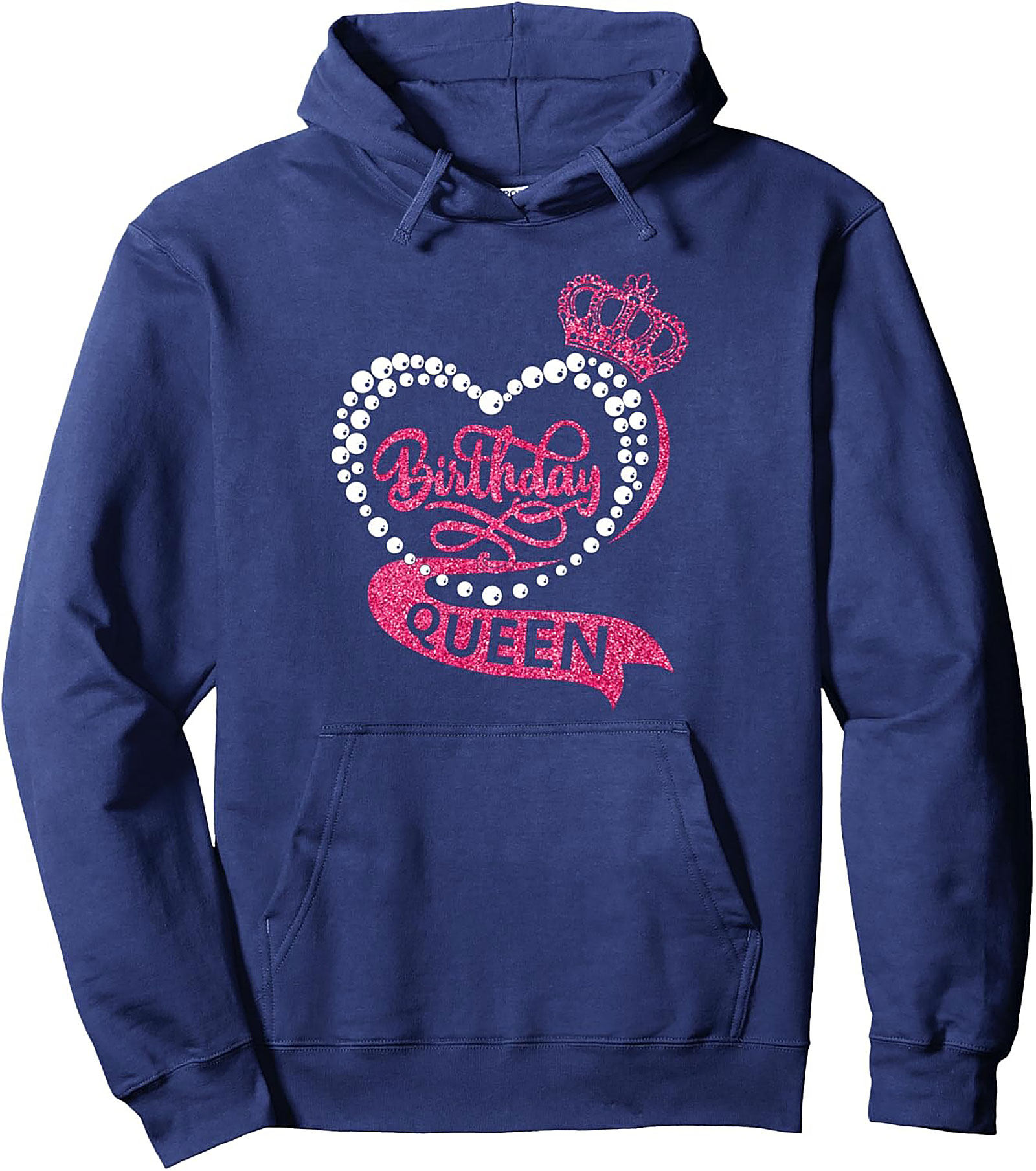 Birthday Queen Pullover Hoodie | Pink Glitter Crown