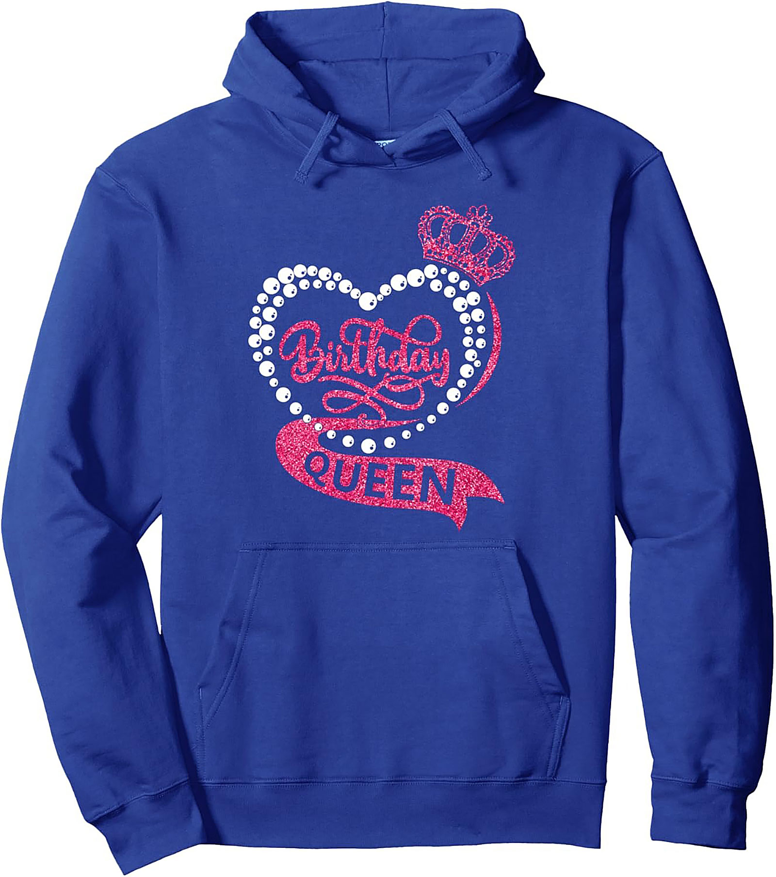 Birthday Queen Pullover Hoodie | Pink Glitter Crown