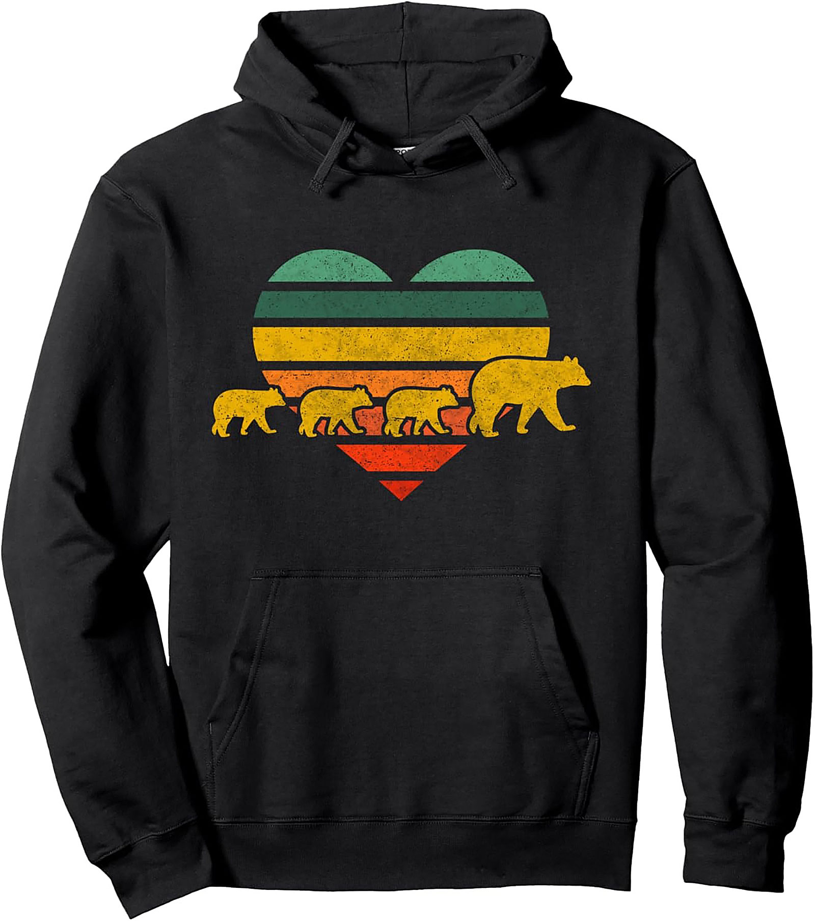 Bear Family Vintage Pullover Hoodie Retro Graphic Gift