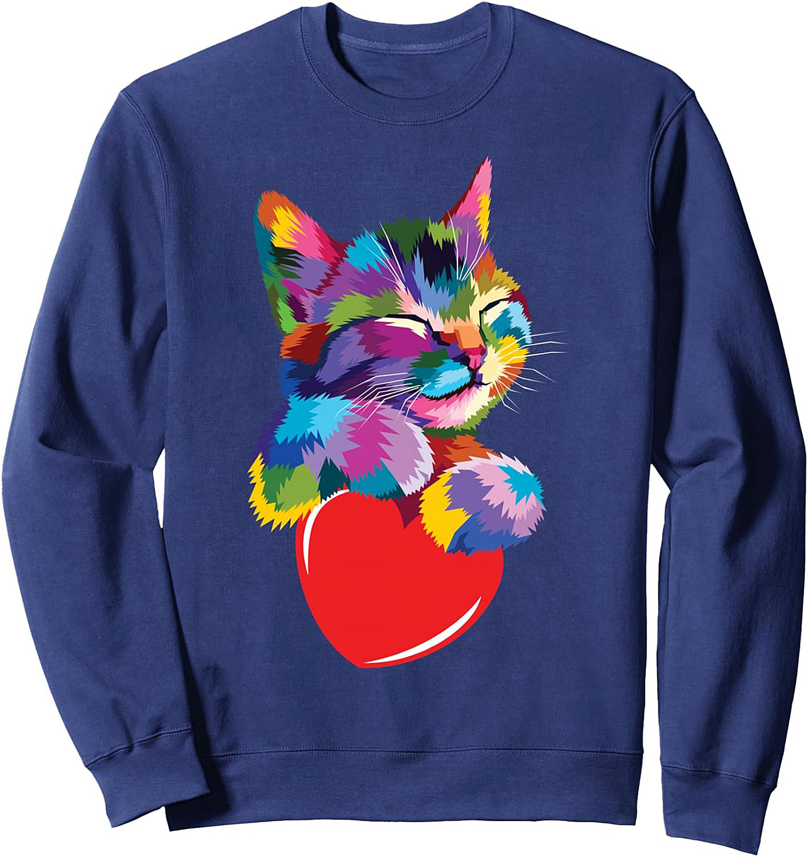 Vibrant Pop Art Cat Crewneck Sweatshirt Cozy Pullover Gift