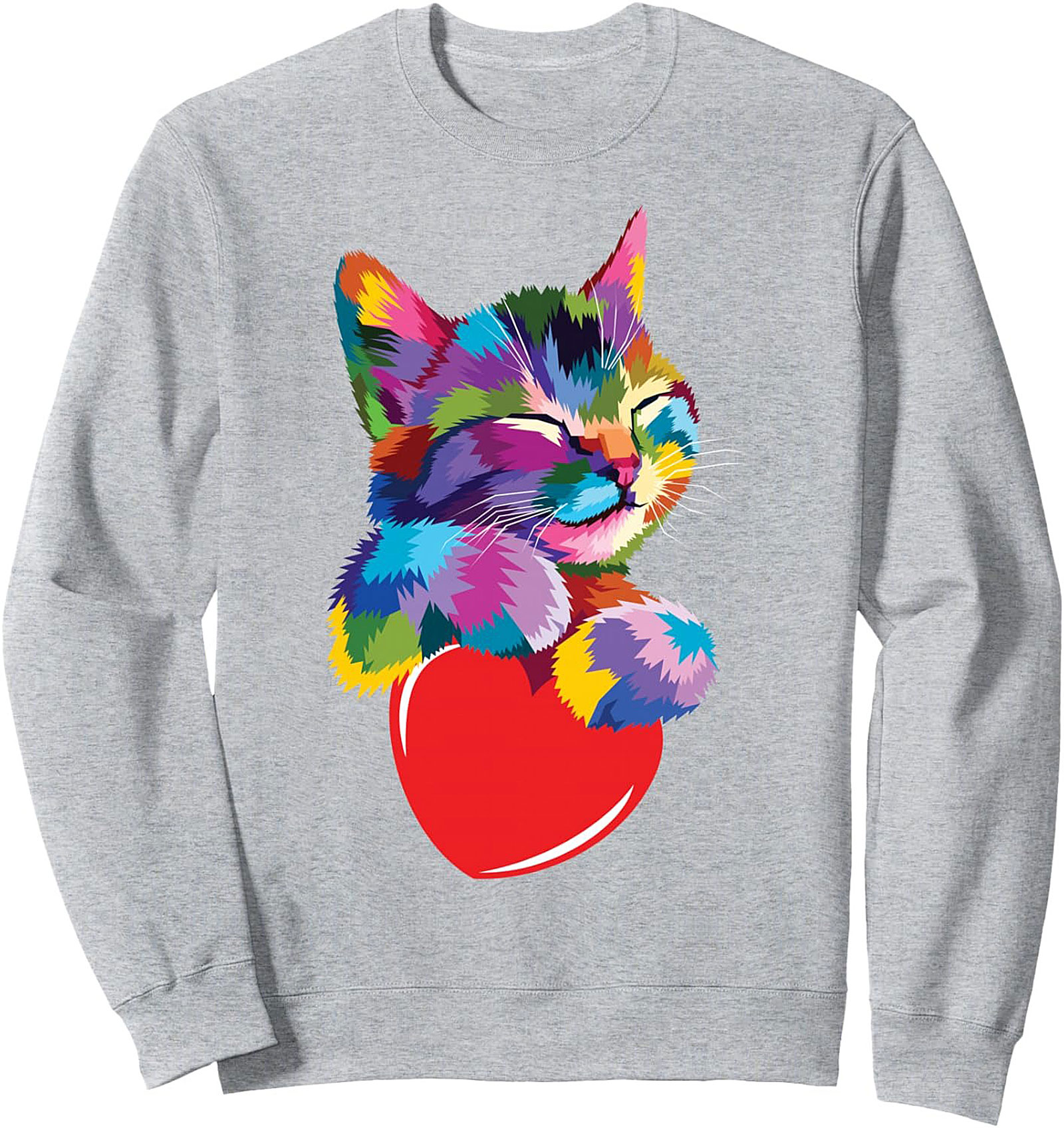 Vibrant Pop Art Cat Crewneck Sweatshirt Cozy Pullover Gift