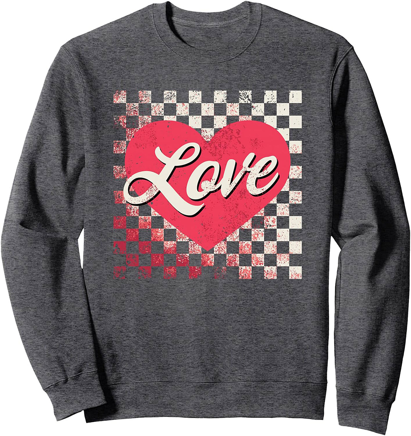 Retro Checkerboard Love Crewneck Sweatshirt