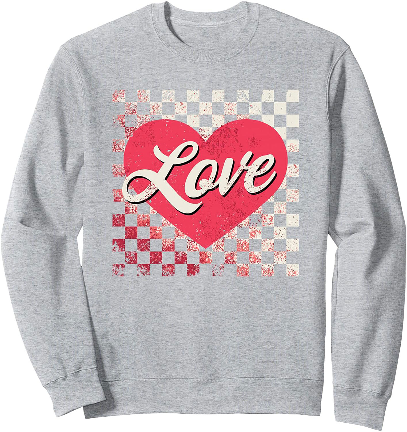 Retro Checkerboard Love Crewneck Sweatshirt