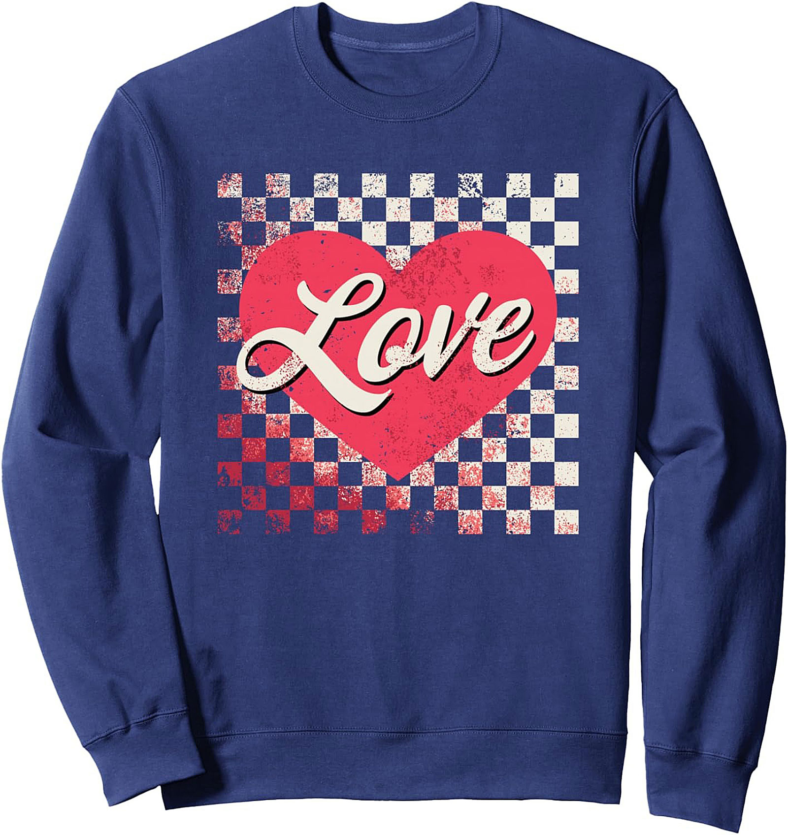 Retro Checkerboard Love Crewneck Sweatshirt