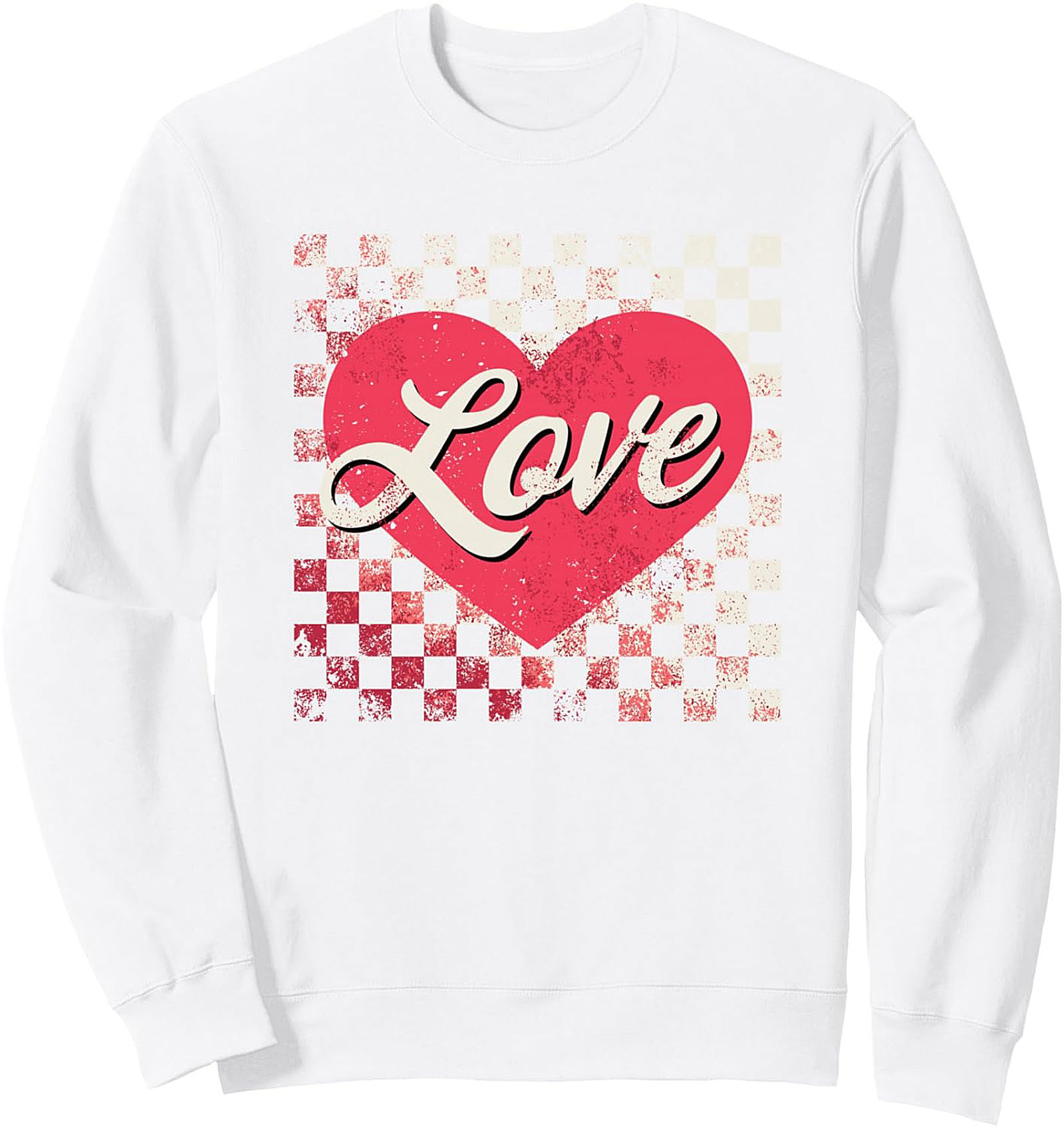 Retro Checkerboard Love Crewneck Sweatshirt