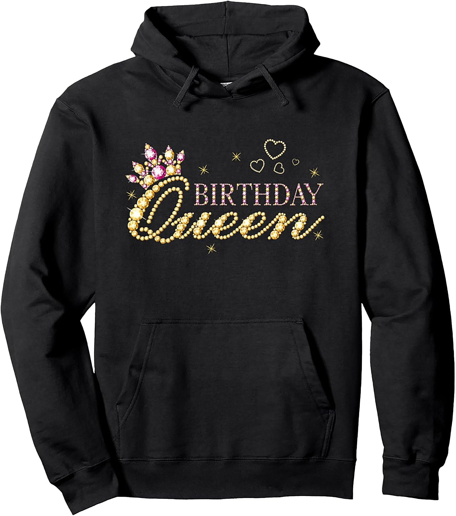 Birthday Queen Pullover Hoodie | Jeweled Graphic Gift