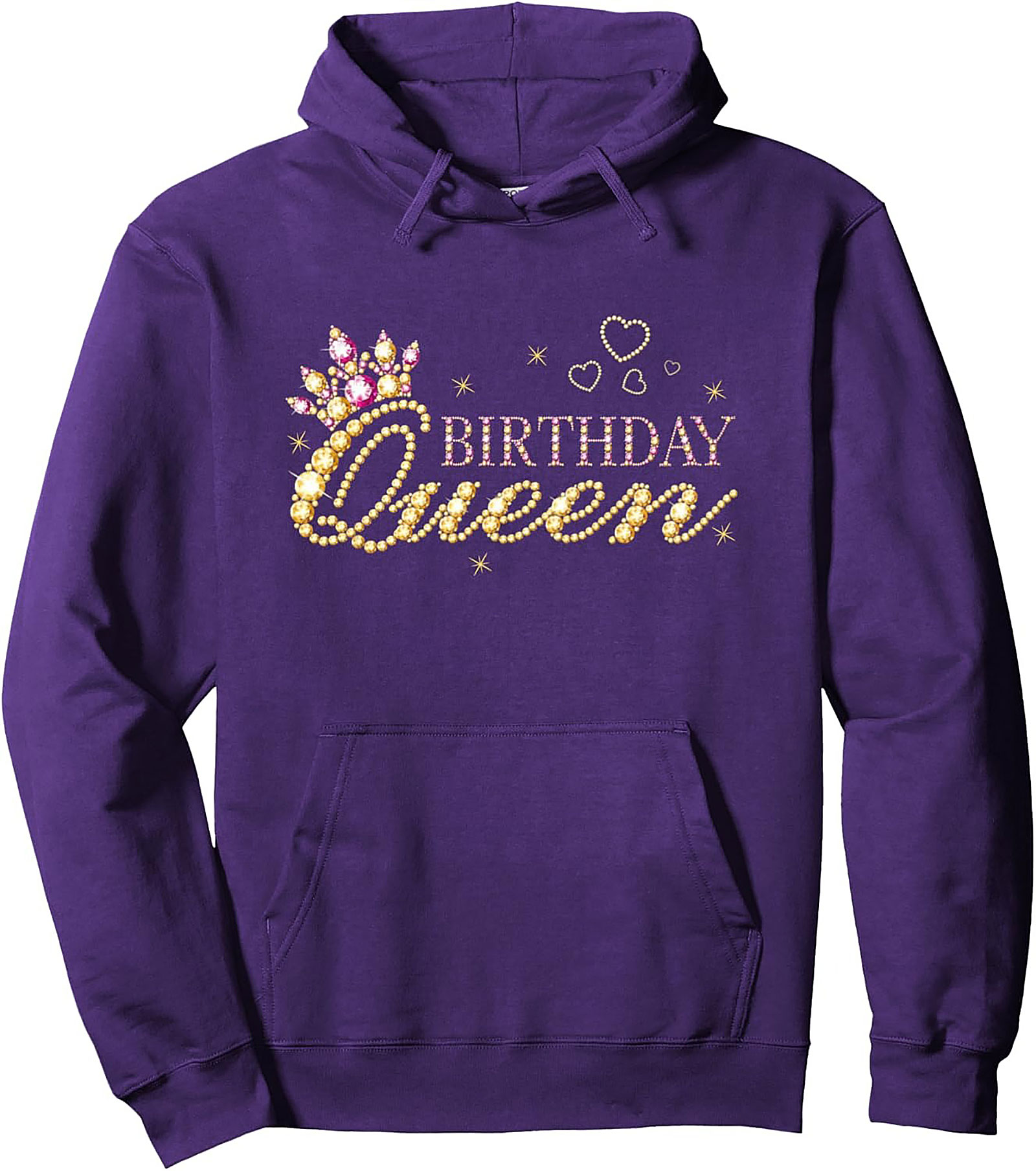 Birthday Queen Pullover Hoodie | Jeweled Graphic Gift