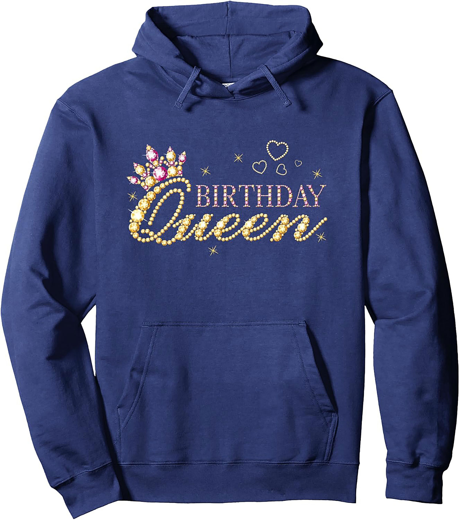 Birthday Queen Pullover Hoodie | Jeweled Graphic Gift