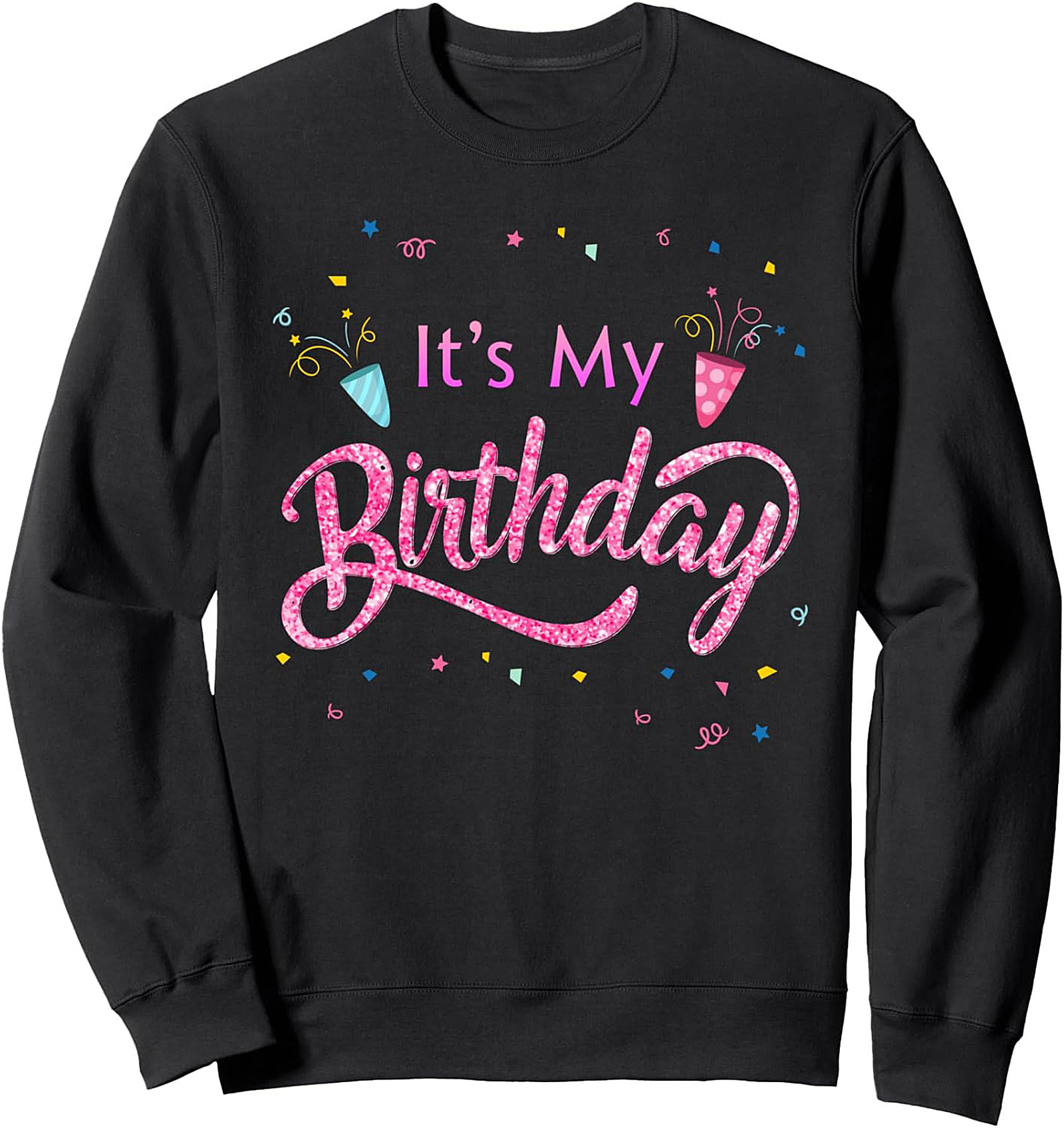 Birthday Girl Crewneck Sweatshirt – Glitter Pink Script