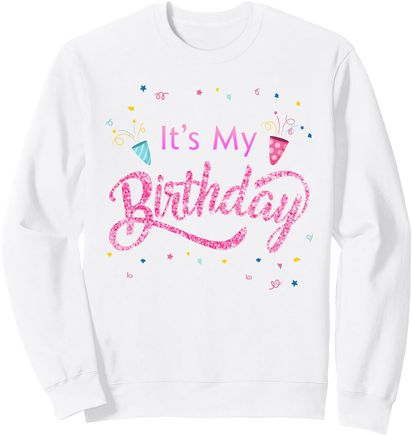 Birthday Girl Crewneck Sweatshirt – Glitter Pink Script