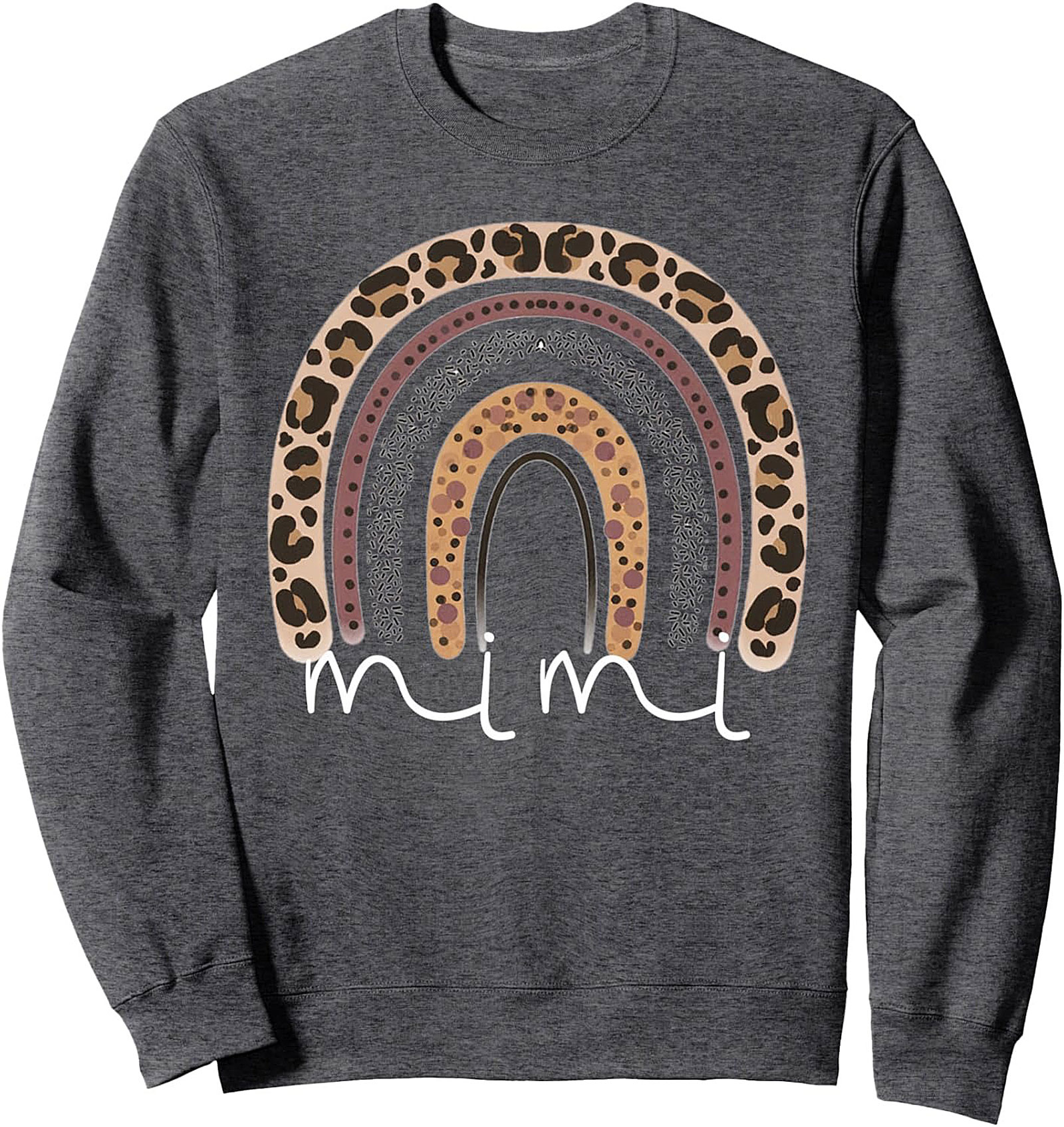 Mimi Leopard Rainbow Crewneck Sweatshirt Cozy Gift
