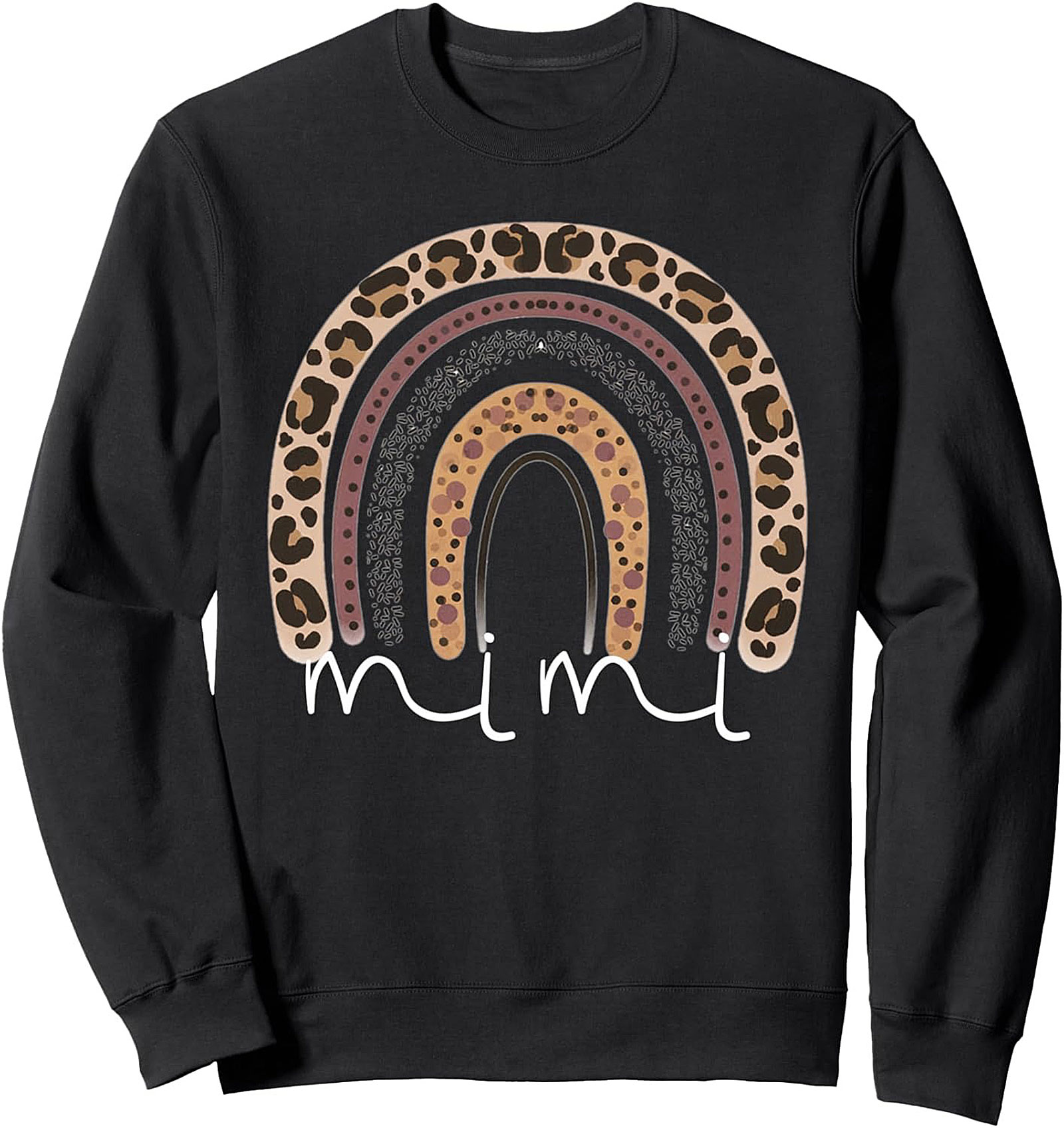 Mimi Leopard Rainbow Crewneck Sweatshirt Cozy Gift