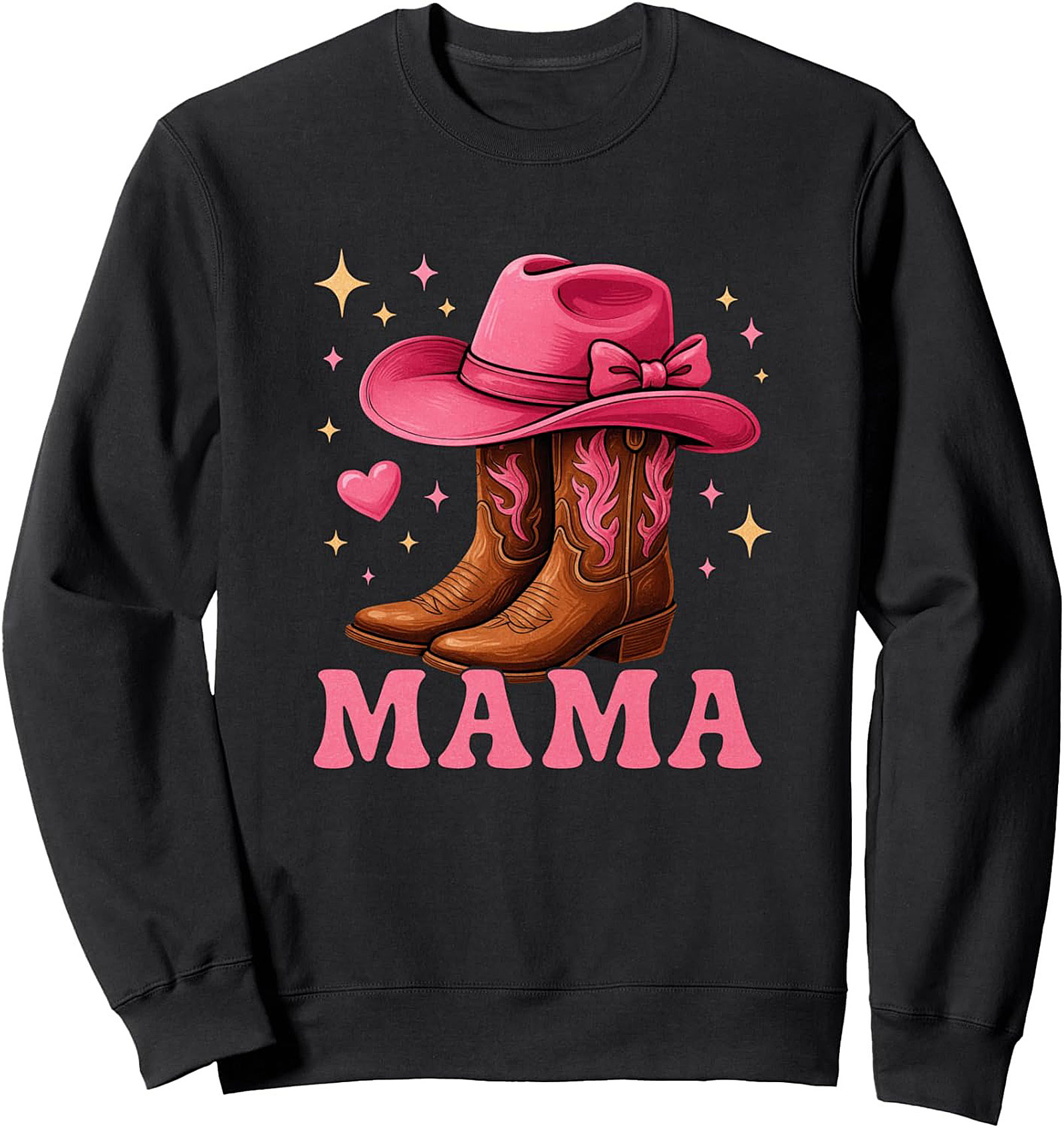 Rodeo Mama Crewneck Sweatshirt Pink Cowgirl Boots Gift