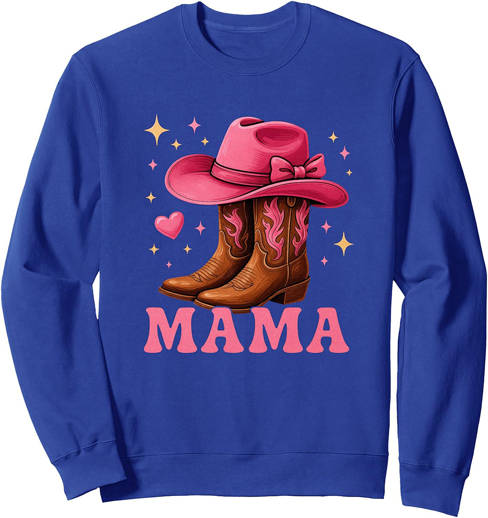 Rodeo Mama Crewneck Sweatshirt Pink Cowgirl Boots Gift