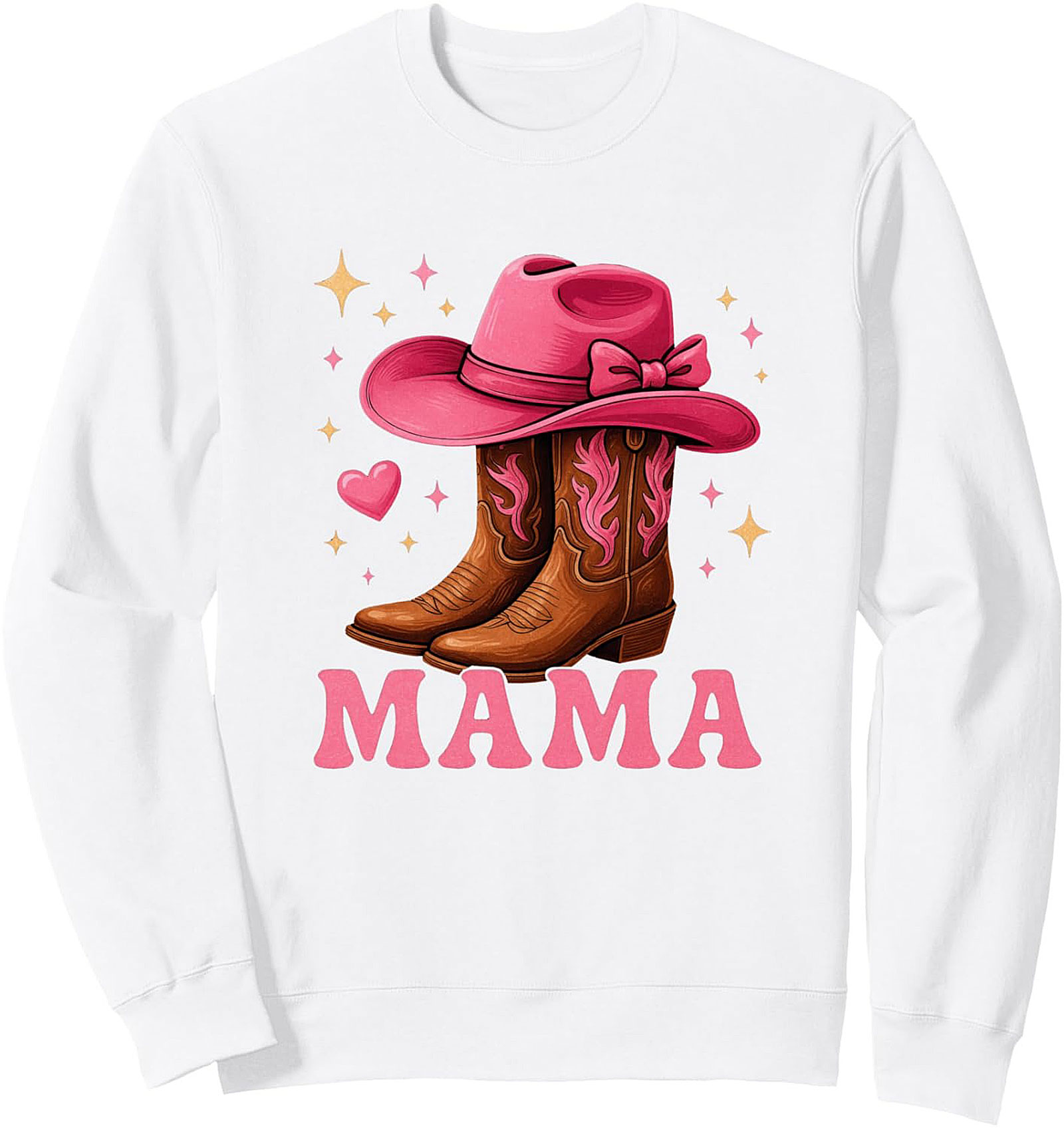 Rodeo Mama Crewneck Sweatshirt Pink Cowgirl Boots Gift