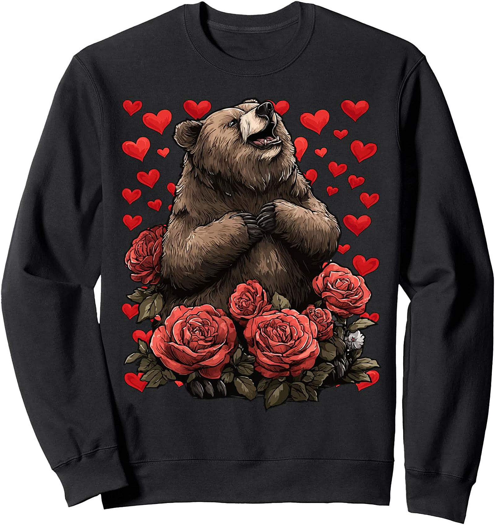 Romantic Bear Crewneck Sweatshirt Cozy Pullover Gift