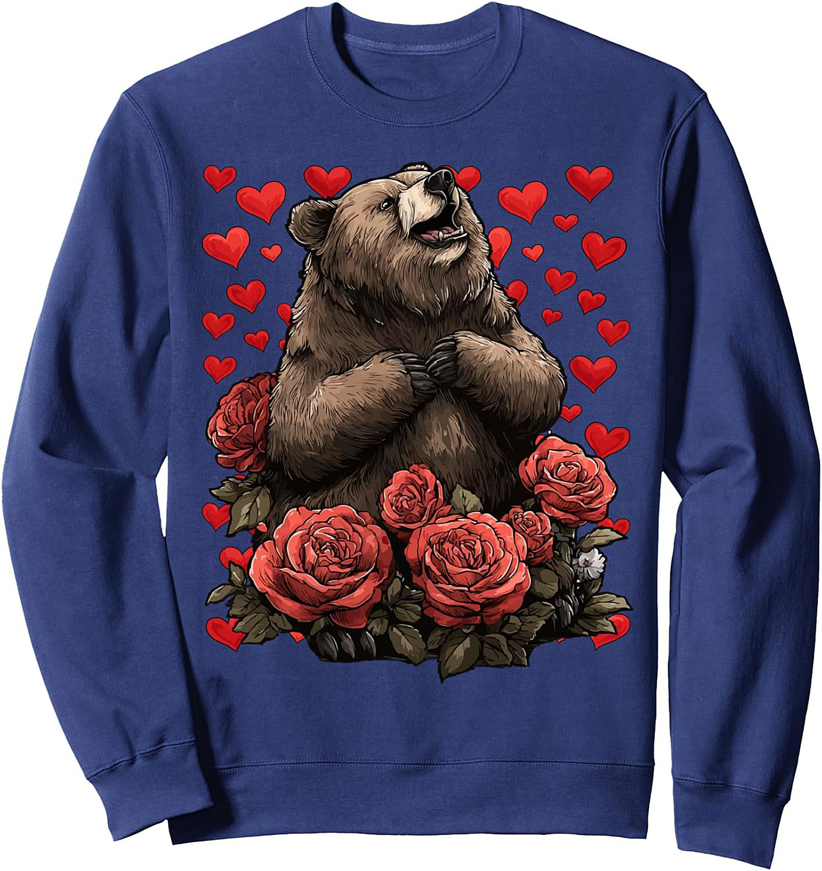 Romantic Bear Crewneck Sweatshirt Cozy Pullover Gift