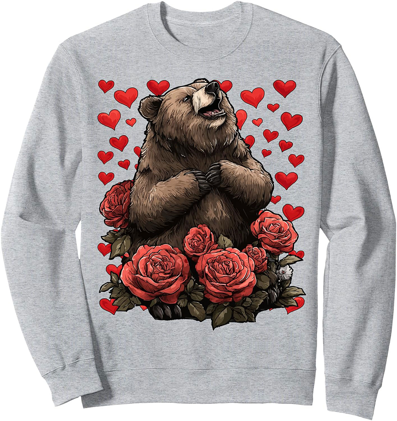 Romantic Bear Crewneck Sweatshirt Cozy Pullover Gift
