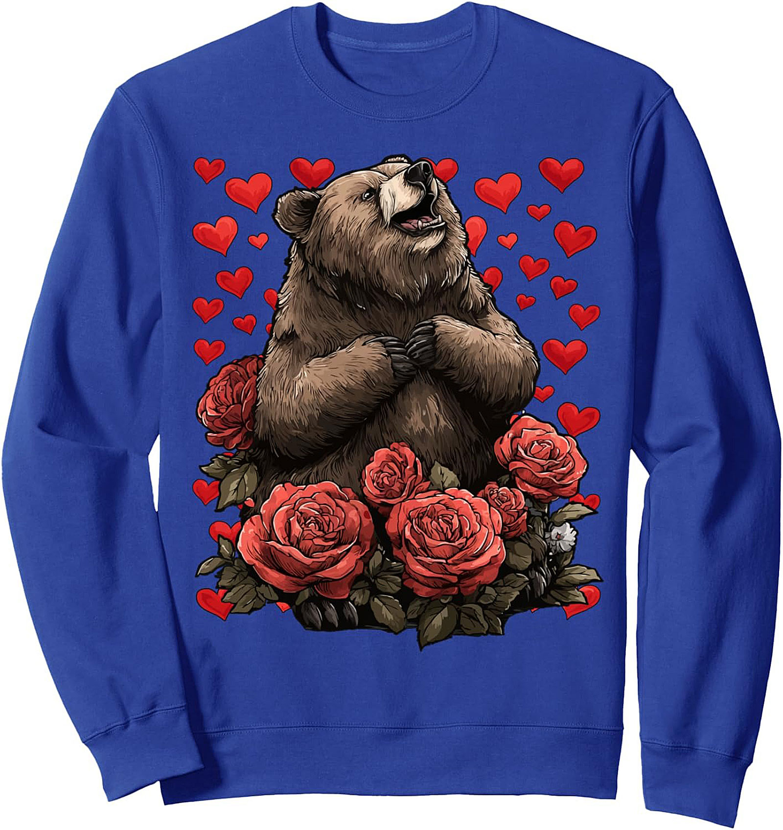 Romantic Bear Crewneck Sweatshirt Cozy Pullover Gift