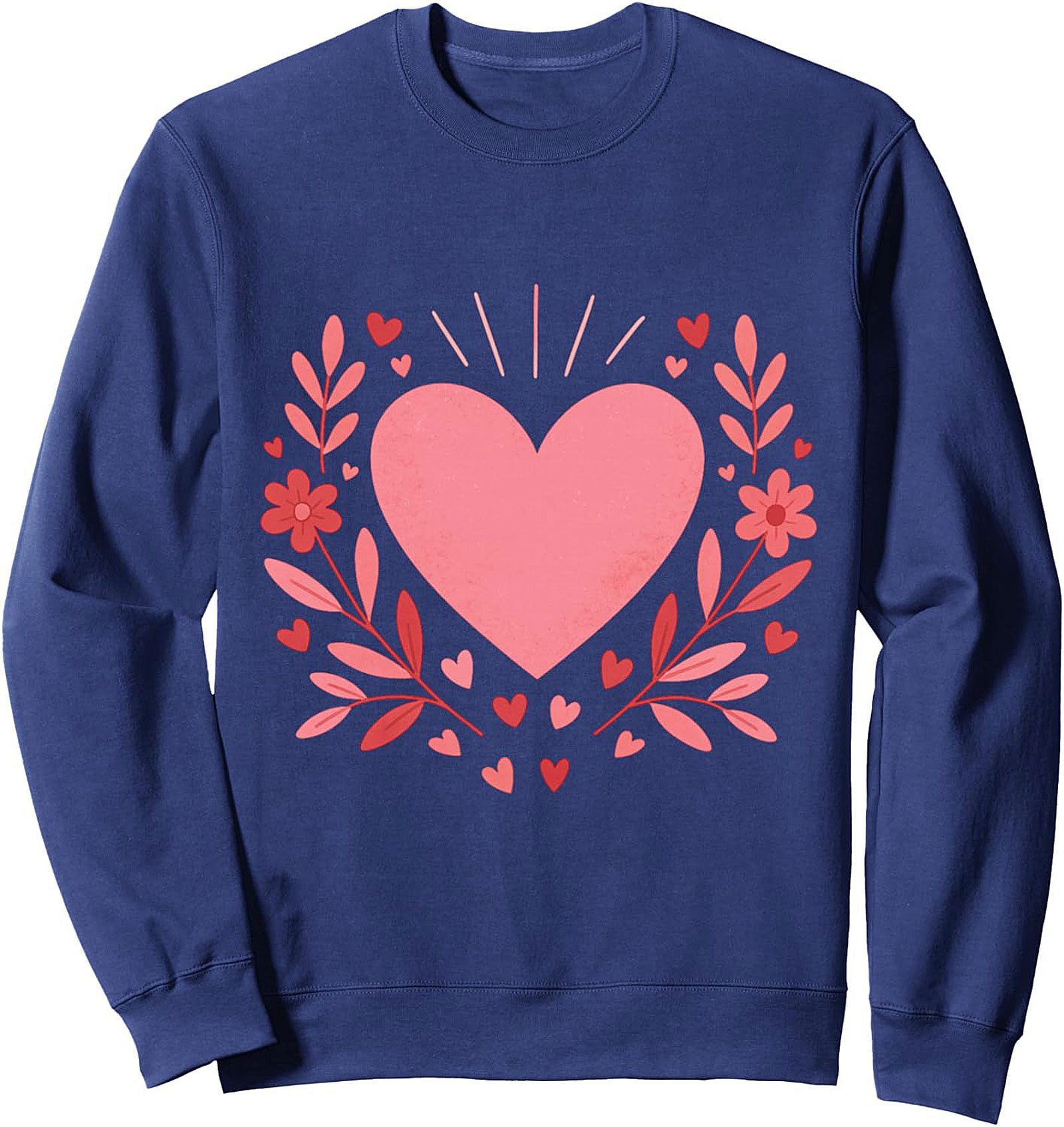 Romantic Heart Crewneck Sweatshirt Cozy Unisex Pullover