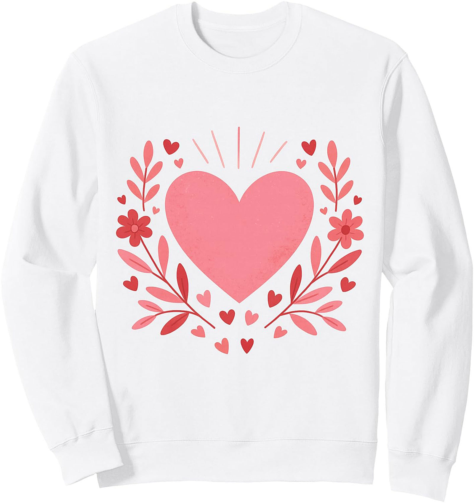 Romantic Heart Crewneck Sweatshirt Cozy Unisex Pullover