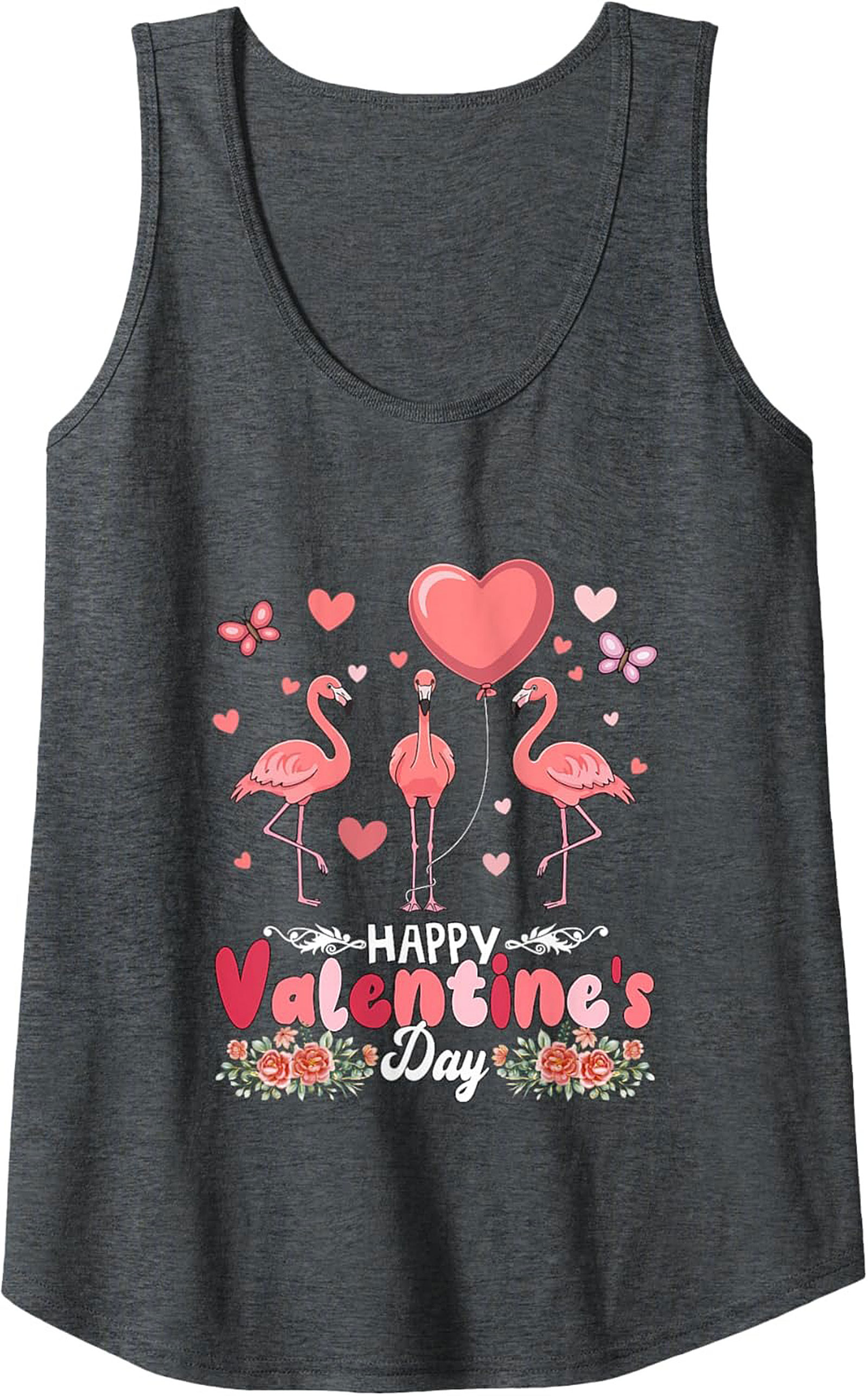 Flamingo Valentine Graphic Tank Top Sleeveless Shirt Gift