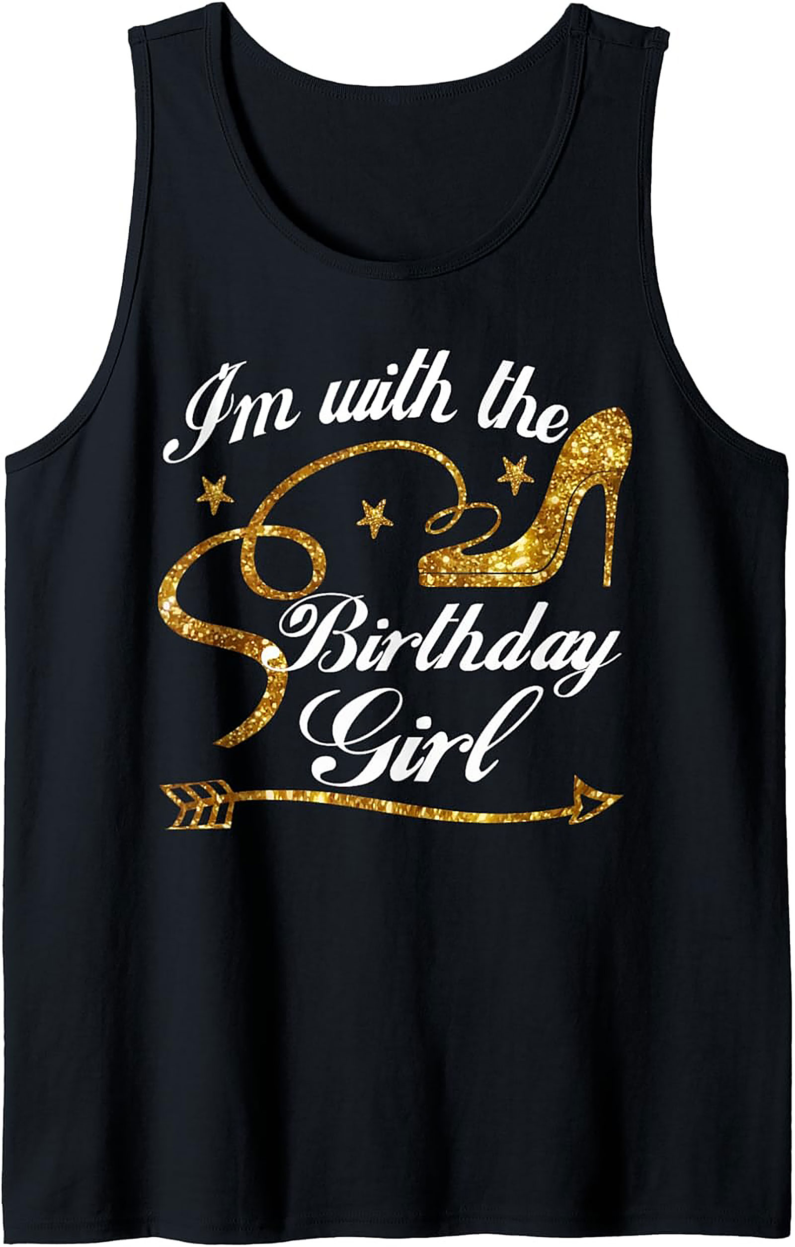 Birthday Girl Squad Graphic Tank Top | Gold Glitter Party Tee