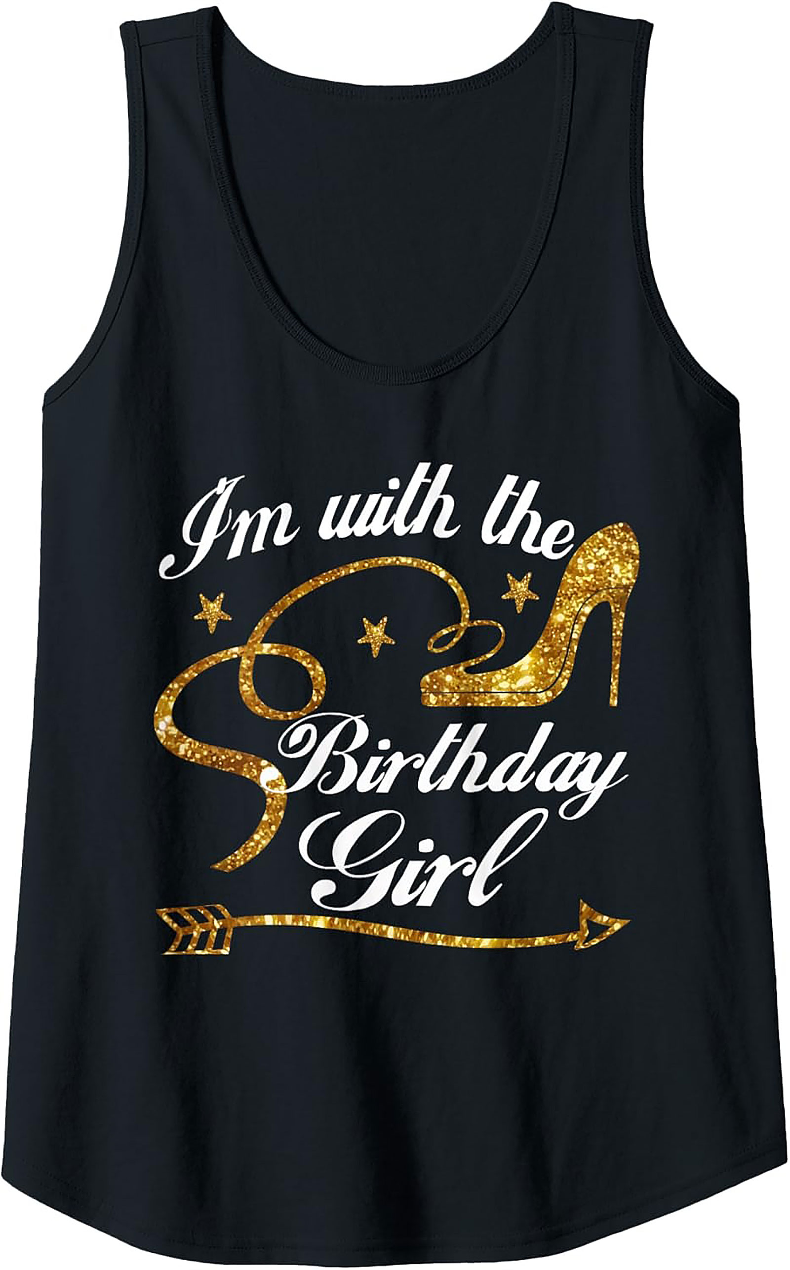 Birthday Girl Squad Graphic Tank Top | Gold Glitter Party Tee