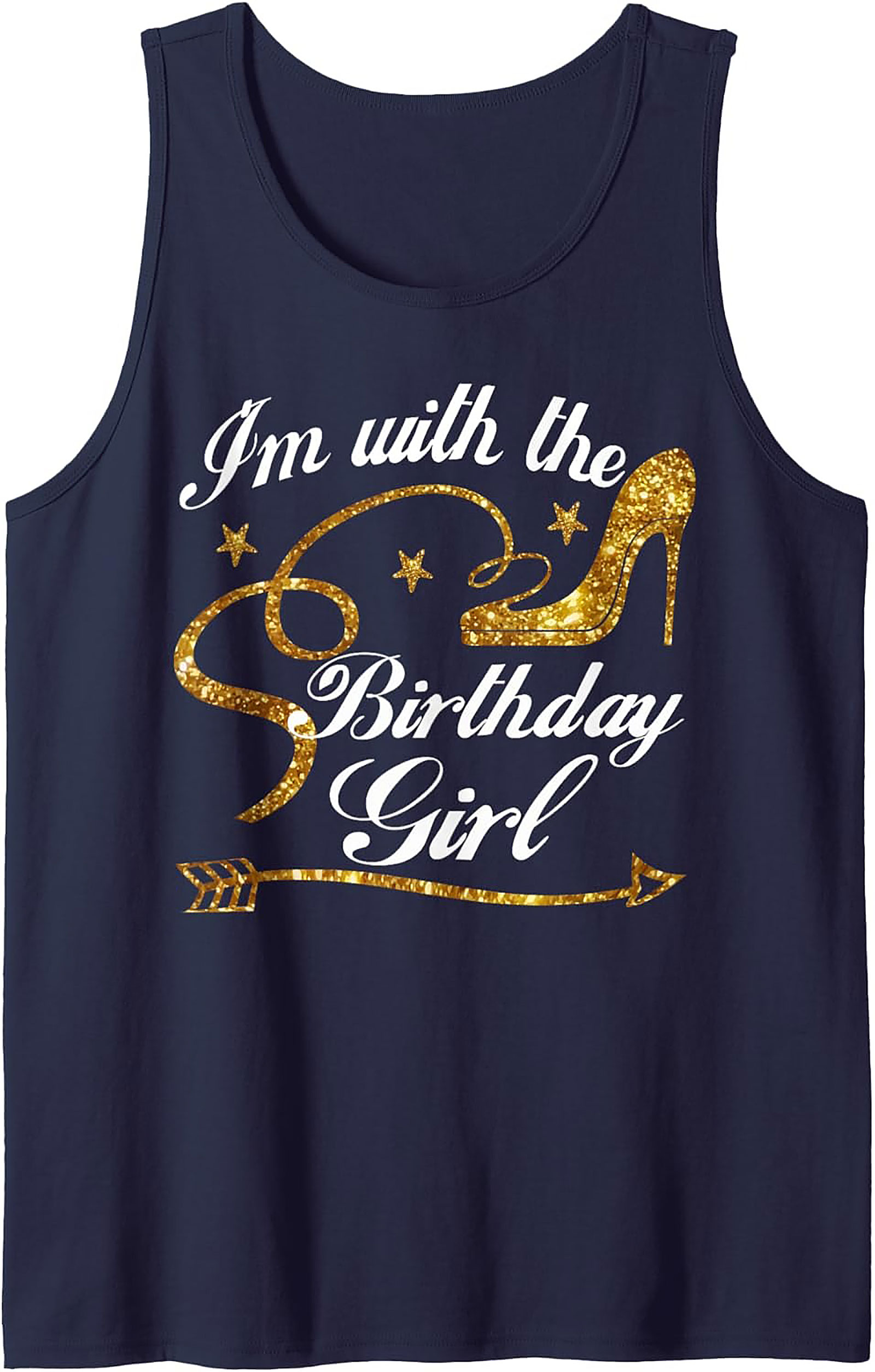 Birthday Girl Squad Graphic Tank Top | Gold Glitter Party Tee