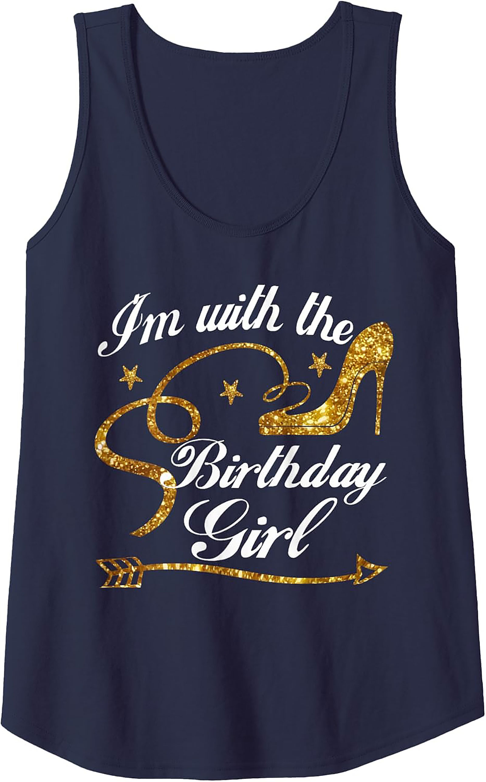 Birthday Girl Squad Graphic Tank Top | Gold Glitter Party Tee