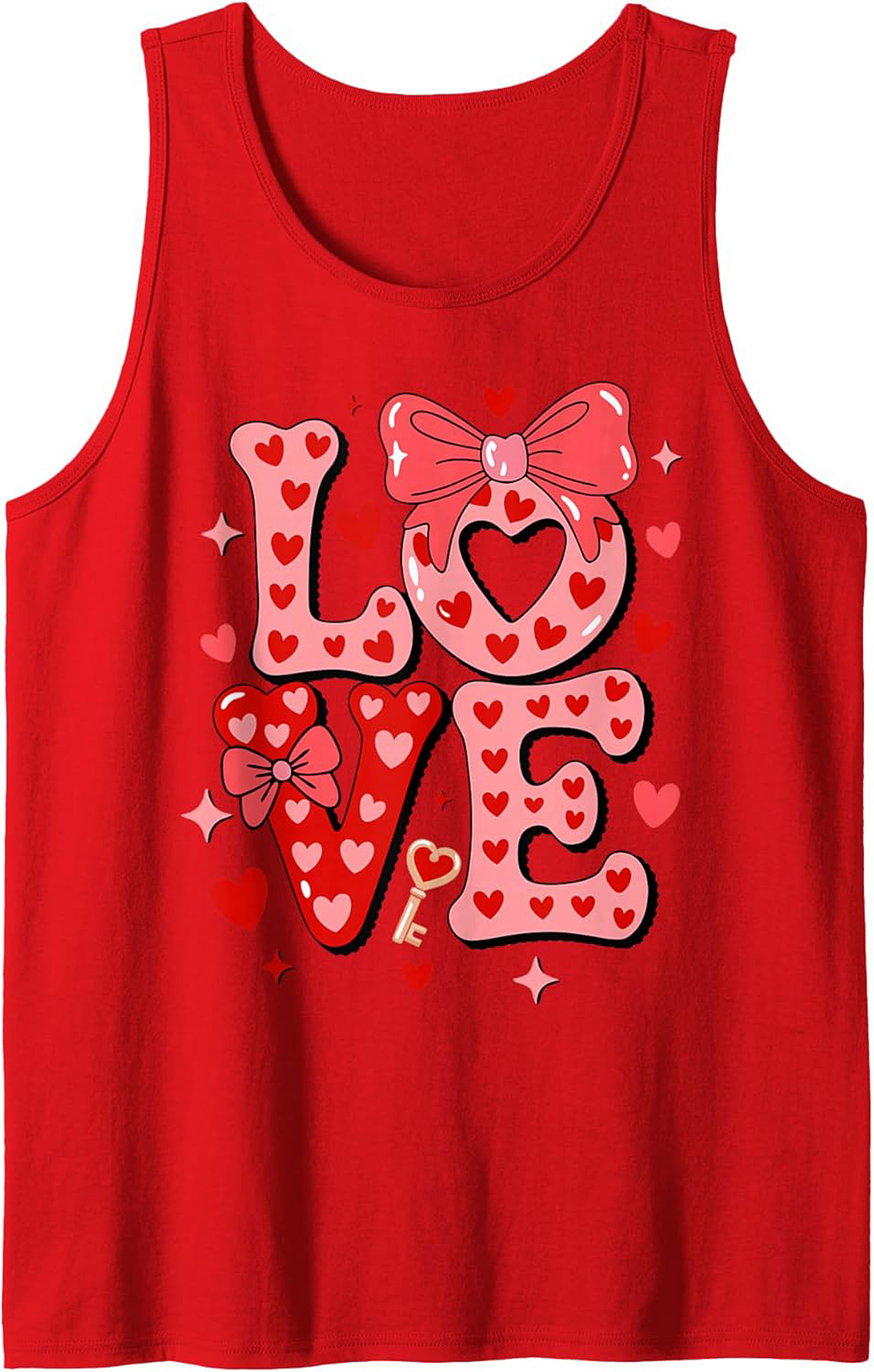 Cute Valentine's Day Graphic Tank Top Love Hearts