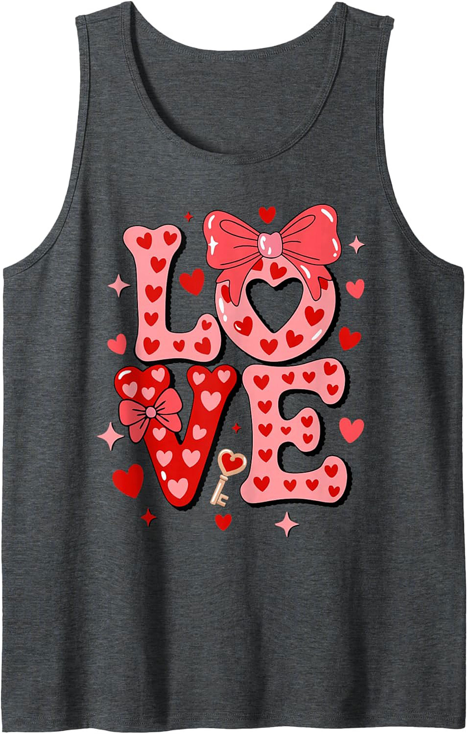 Cute Valentine's Day Graphic Tank Top Love Hearts