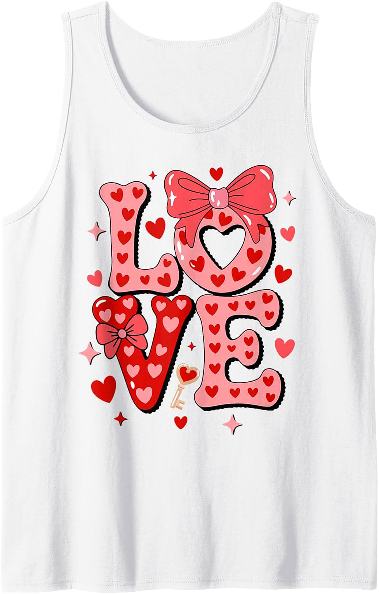 Cute Valentine's Day Graphic Tank Top Love Hearts