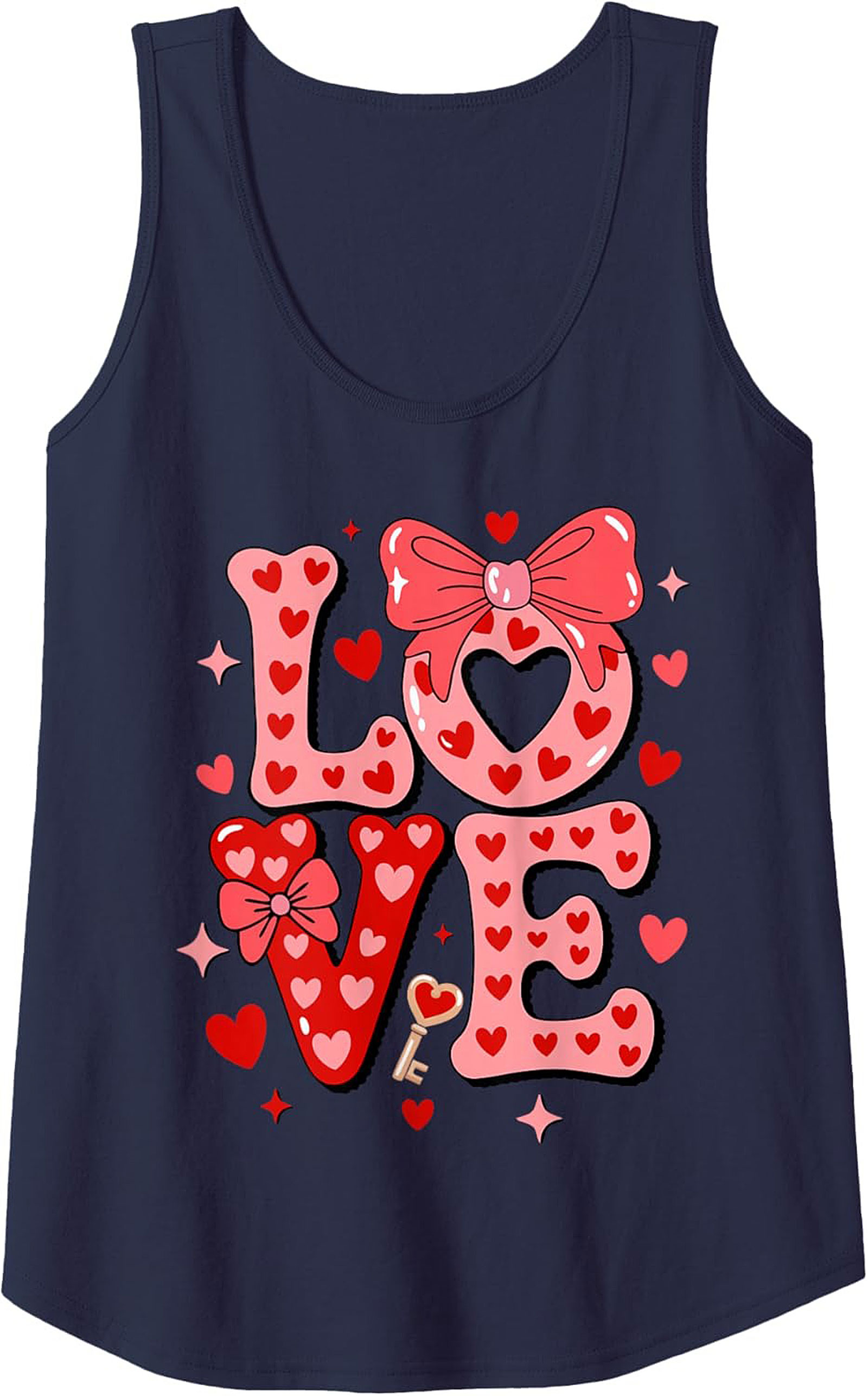 Cute Valentine's Day Graphic Tank Top Love Hearts