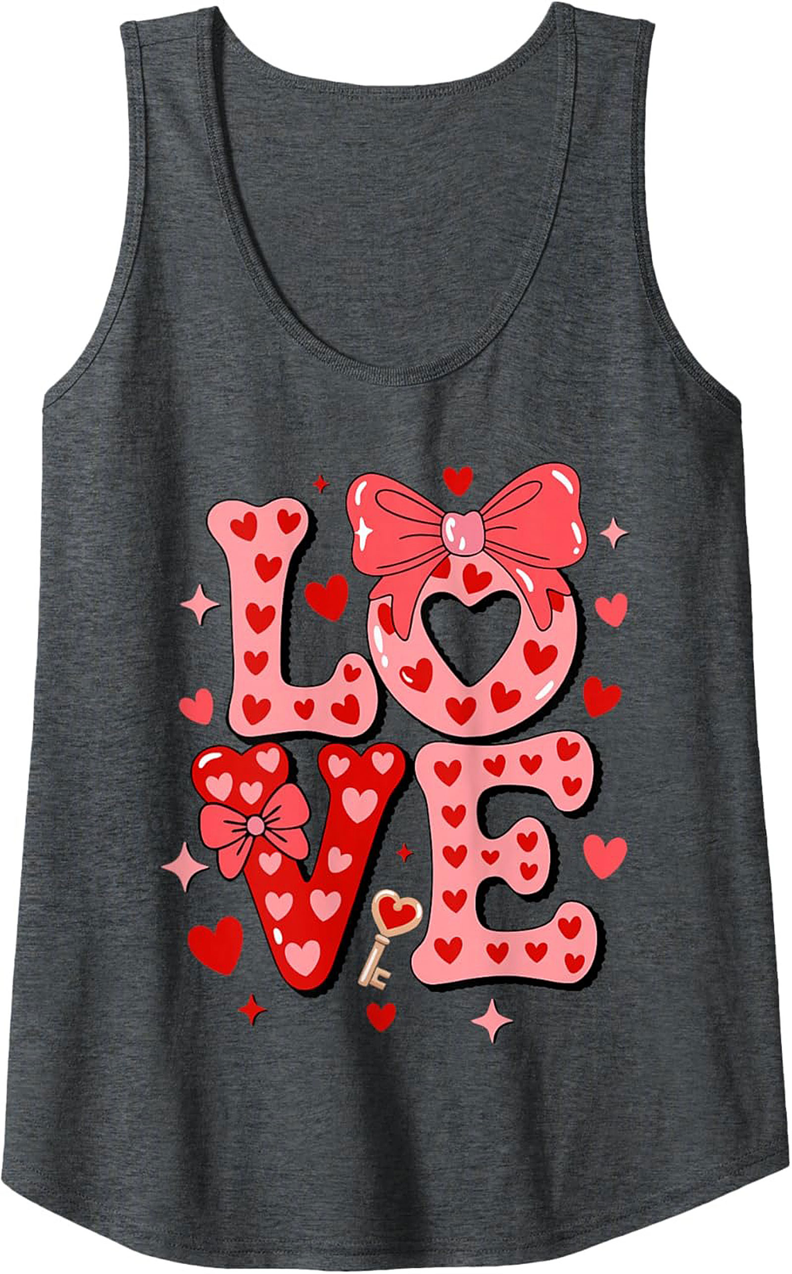 Cute Valentine's Day Graphic Tank Top Love Hearts