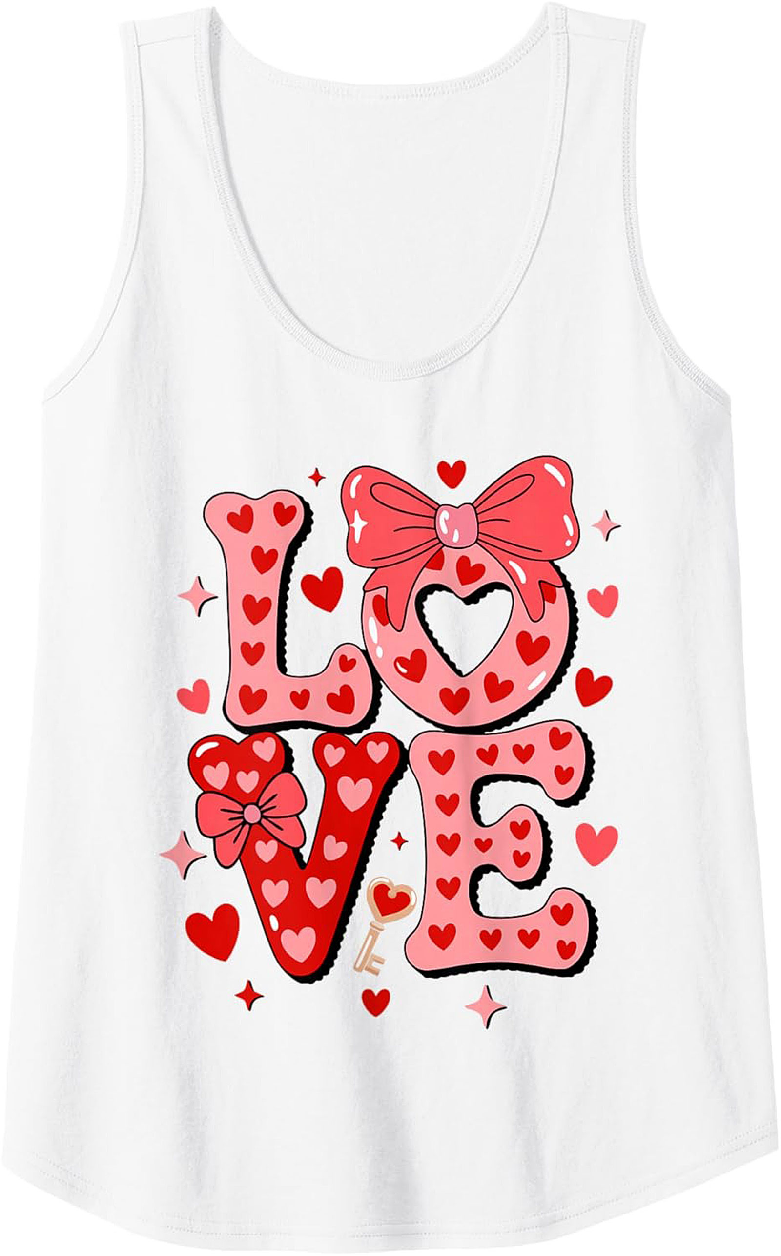Cute Valentine's Day Graphic Tank Top Love Hearts