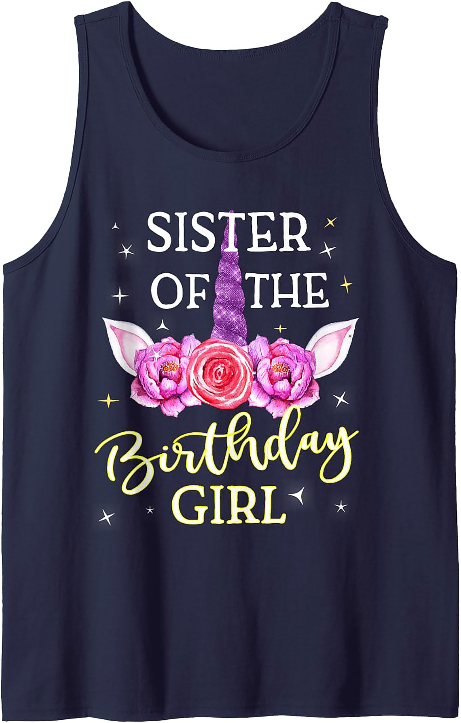 Sister of the Birthday Girl Unicorn Tank Top