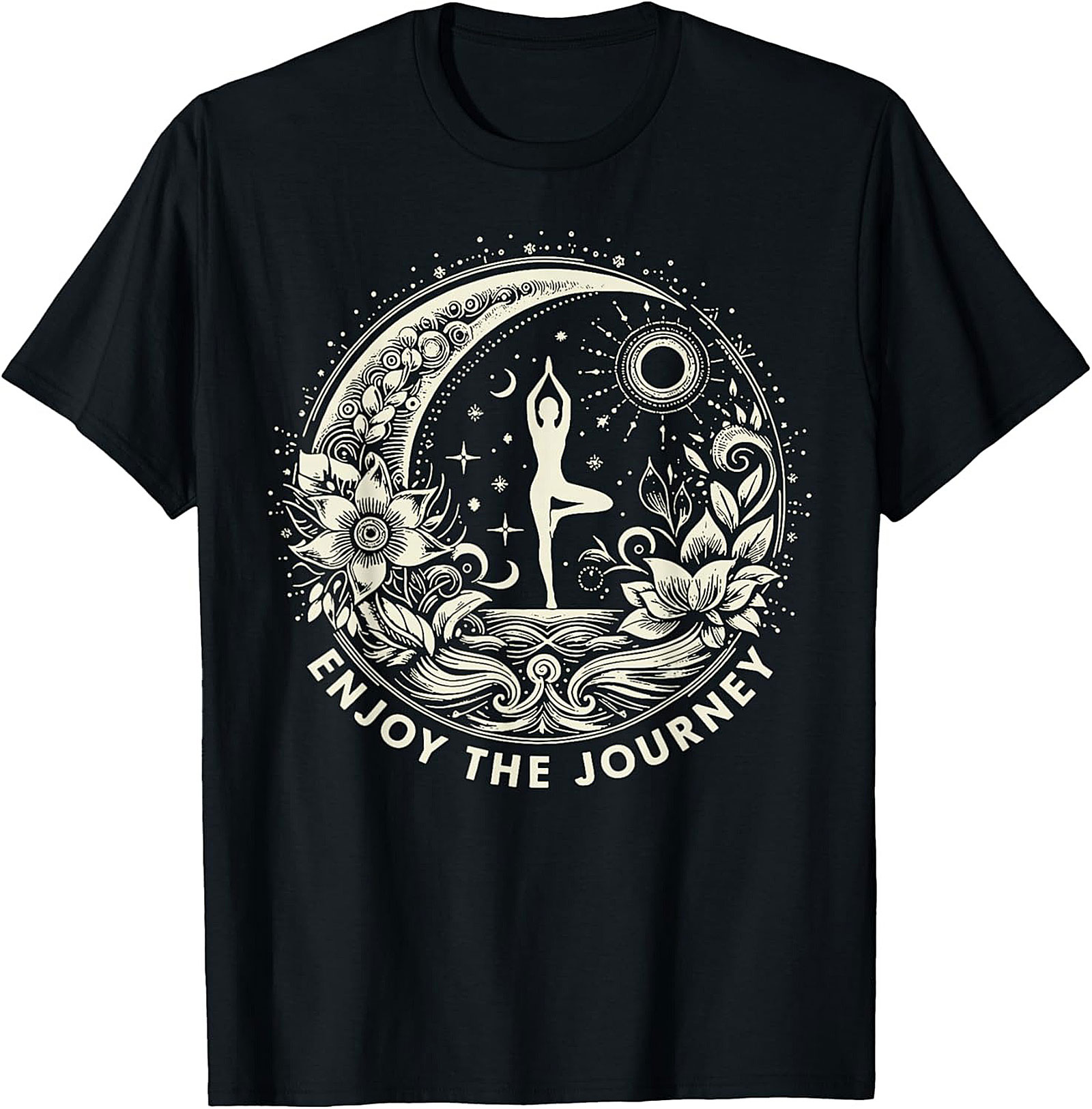 Spiritual Yoga T-shirt Moon & Sun Tree Pose Graphic Tee