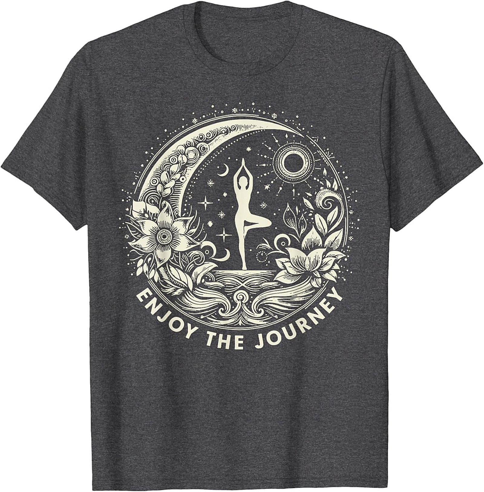 Spiritual Yoga T-shirt Moon & Sun Tree Pose Graphic Tee