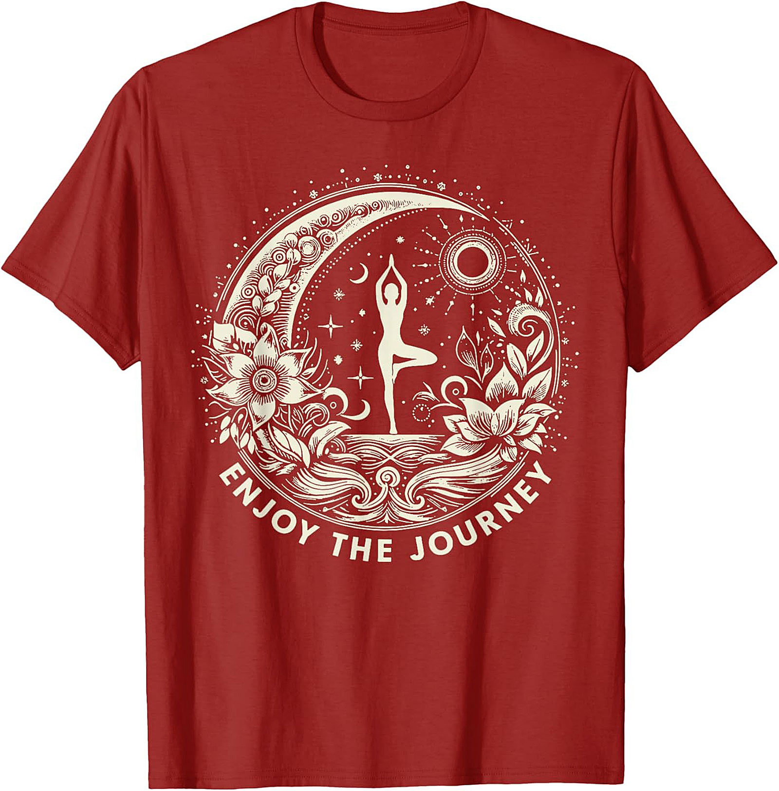 Spiritual Yoga T-shirt Moon & Sun Tree Pose Graphic Tee