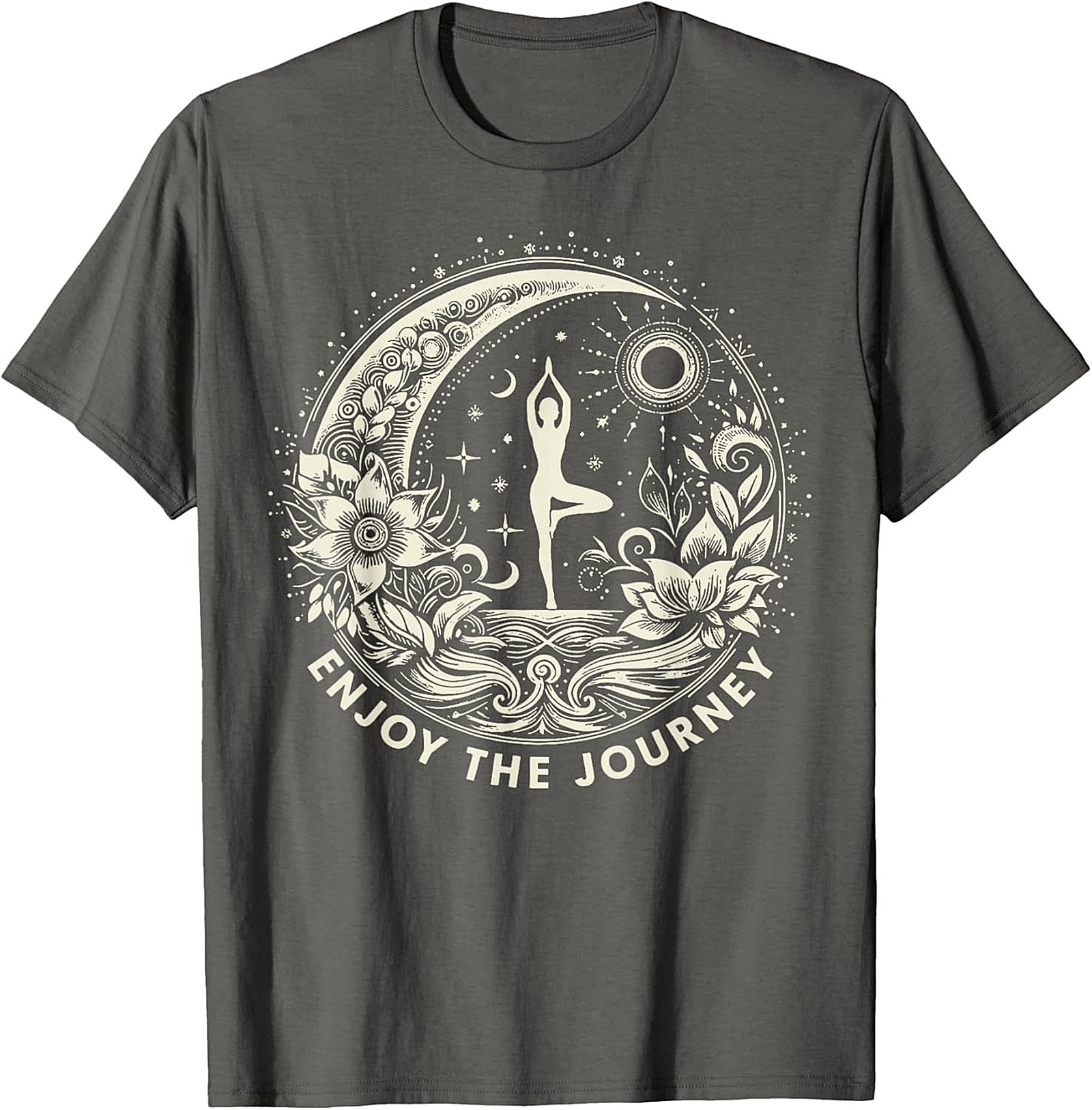 Spiritual Yoga T-shirt Moon & Sun Tree Pose Graphic Tee
